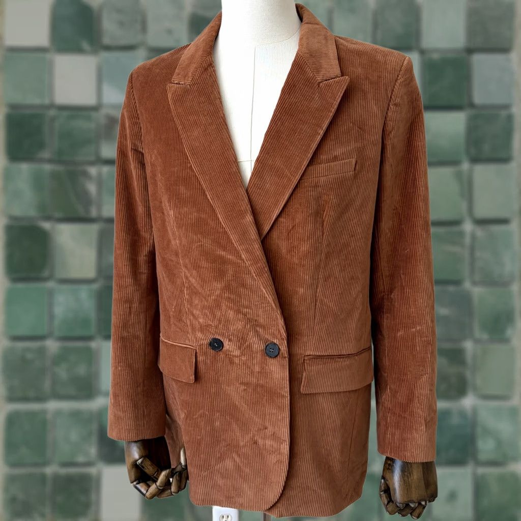 Frame FRAME Di Corduroy Double Breasted Oversized Blazer Jacket Camel Large Beige FRAME Blazer Women L Oversized Corduroy Autumn Spring 90s? Size L / US 10 / IT 46 - 1 Thumbnail