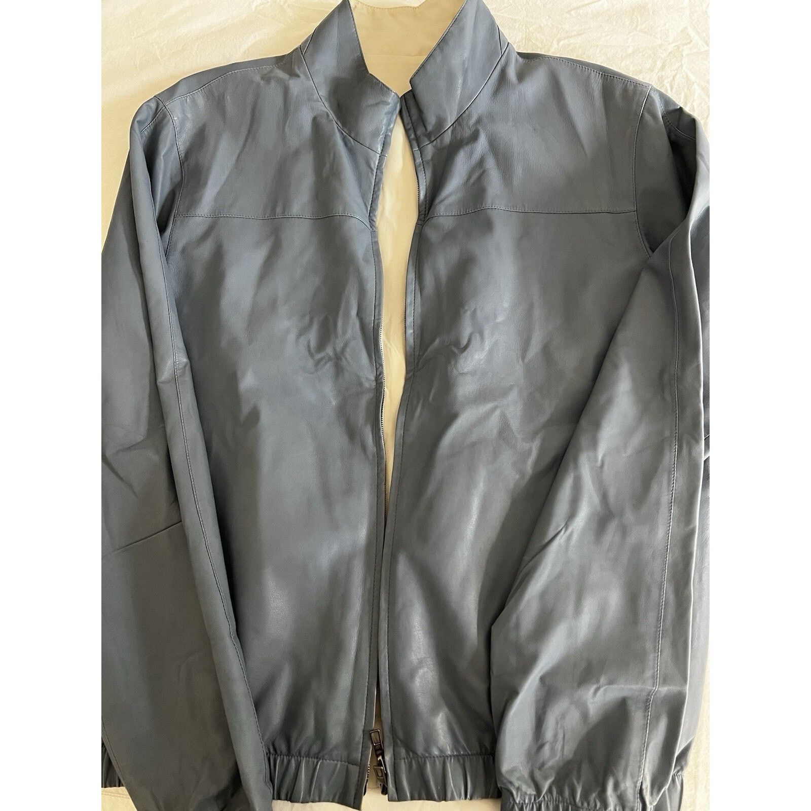 Loro Piana $6,950 Loro Piana Bomber Leather Reversible Blue/Ivory IT52 Size US L / EU 52-54 / 3 - 1 Thumbnail