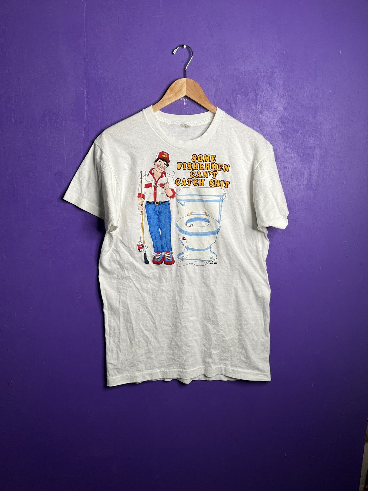 Vintage Vintage 1989 Fisherman can’t catch nothin t-shirt Size US L / EU 52-54 / 3 - 1 Thumbnail