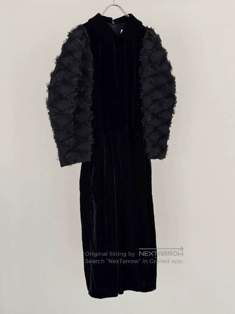 Comme des Garcons Comme Des Garcons Black Vintage Velvet Ruffle Sleeve Dress Size S / US 4 / IT 40 - 1 Thumbnail