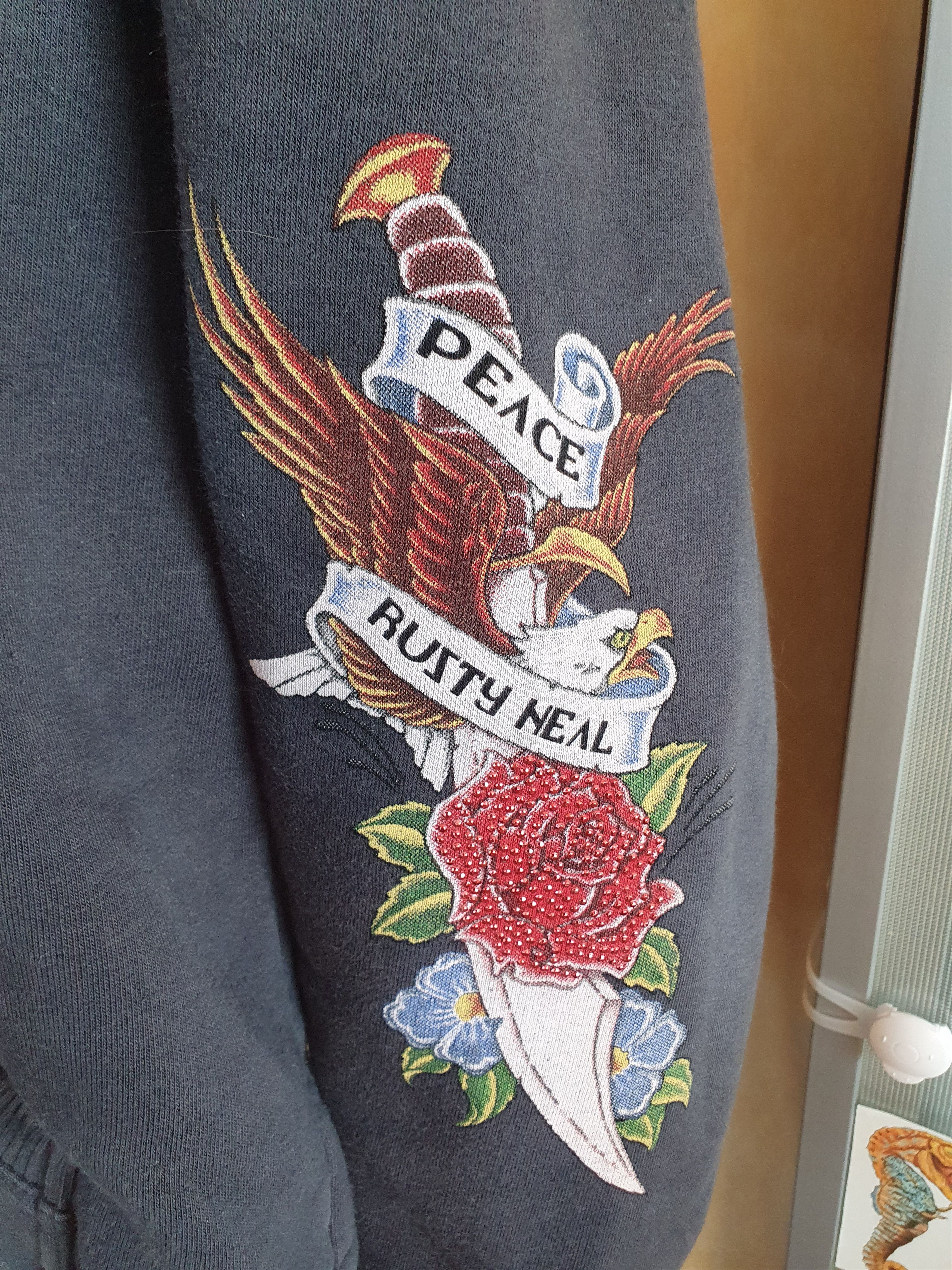 Vintage Rusty Neal LA Eagle Peace Rhinestones Hoodie Vintage Y2K Size US L / EU 52-54 / 3 - 9 Thumbnail