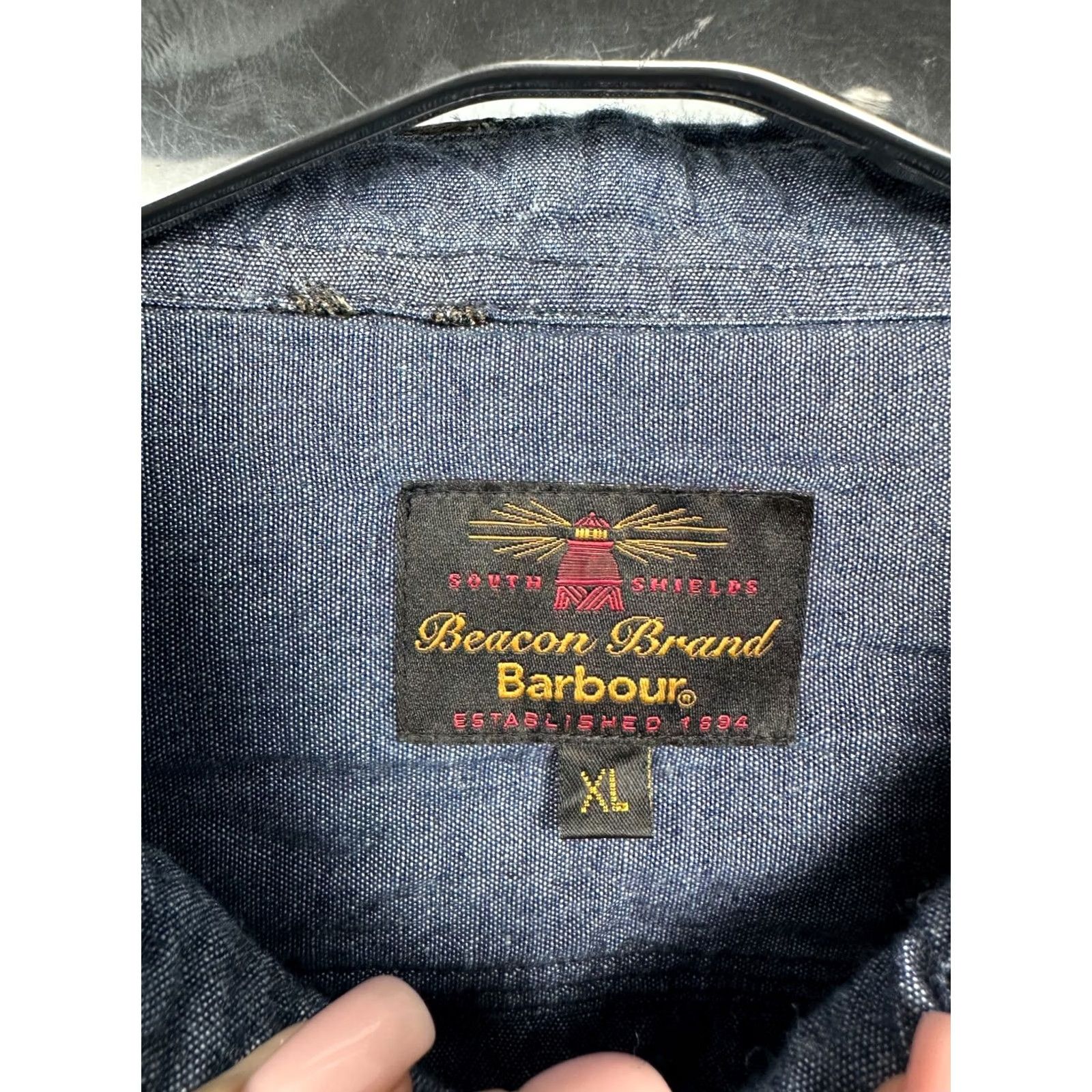 Barbour Barbour Shirt Denim Long Sleeve Mens XL Blue Cotton Button-Up Size US XL / EU 56 / 4 - 3 Thumbnail