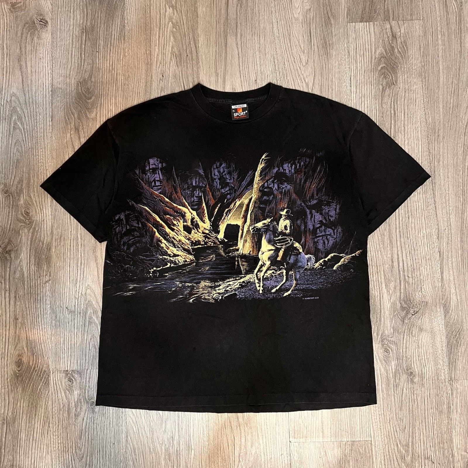 Habitat Vintage 90s Habitat Single Stitch Wraparound Graphic T XL Size US XL / EU 56 / 4 - 1 Thumbnail