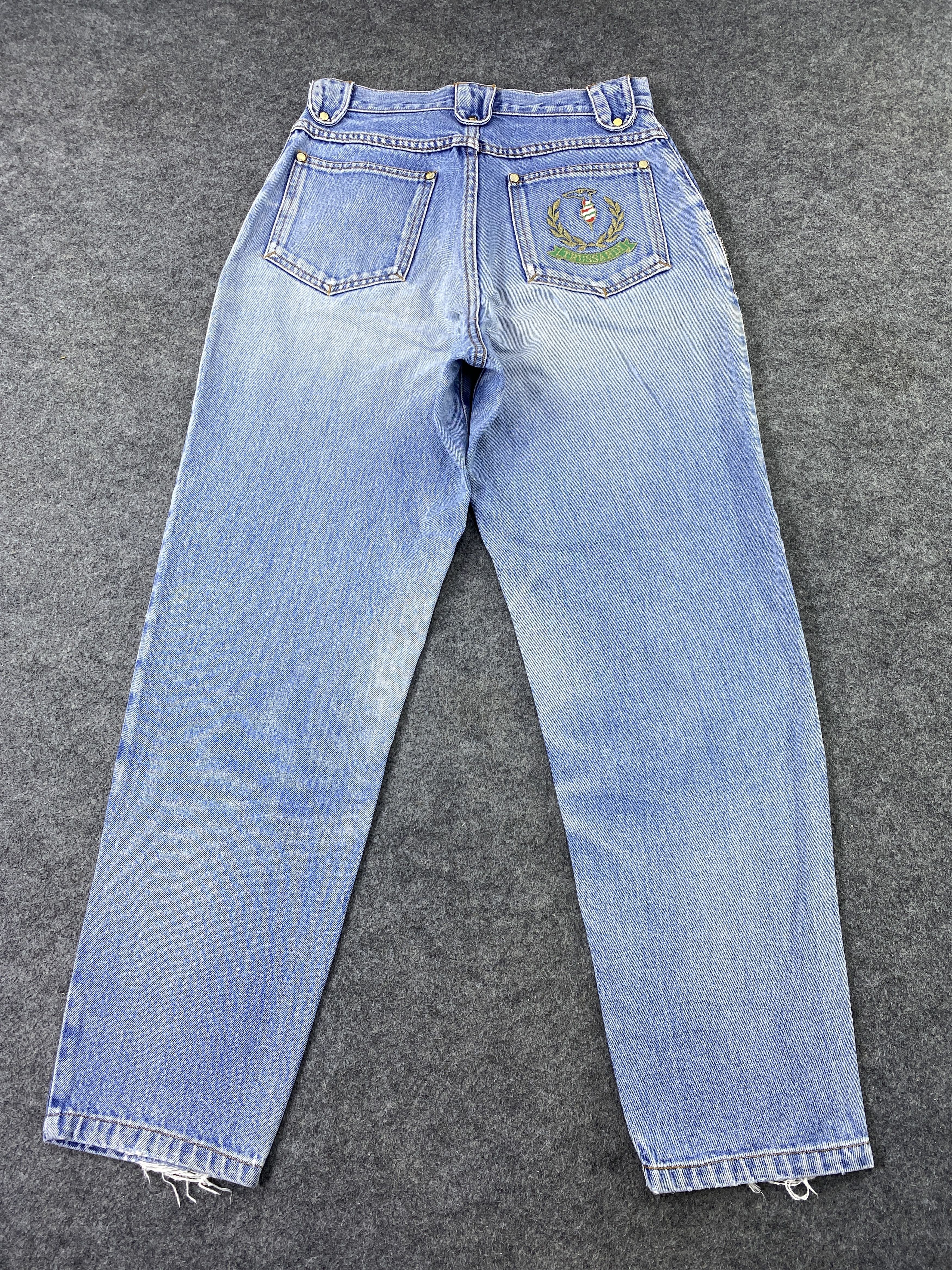 Trussardi Vintage Baggy Trussardi Distressed Blue Wash Jeans - J1124 Size 26" / US 2 / IT 38 - 4 Thumbnail