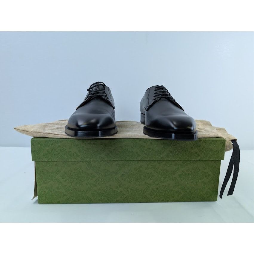 Gucci o1rshd1 Leather New Waxed Calf Lace Up Boots in Black Size US 12 / EU 45 - 18 Thumbnail