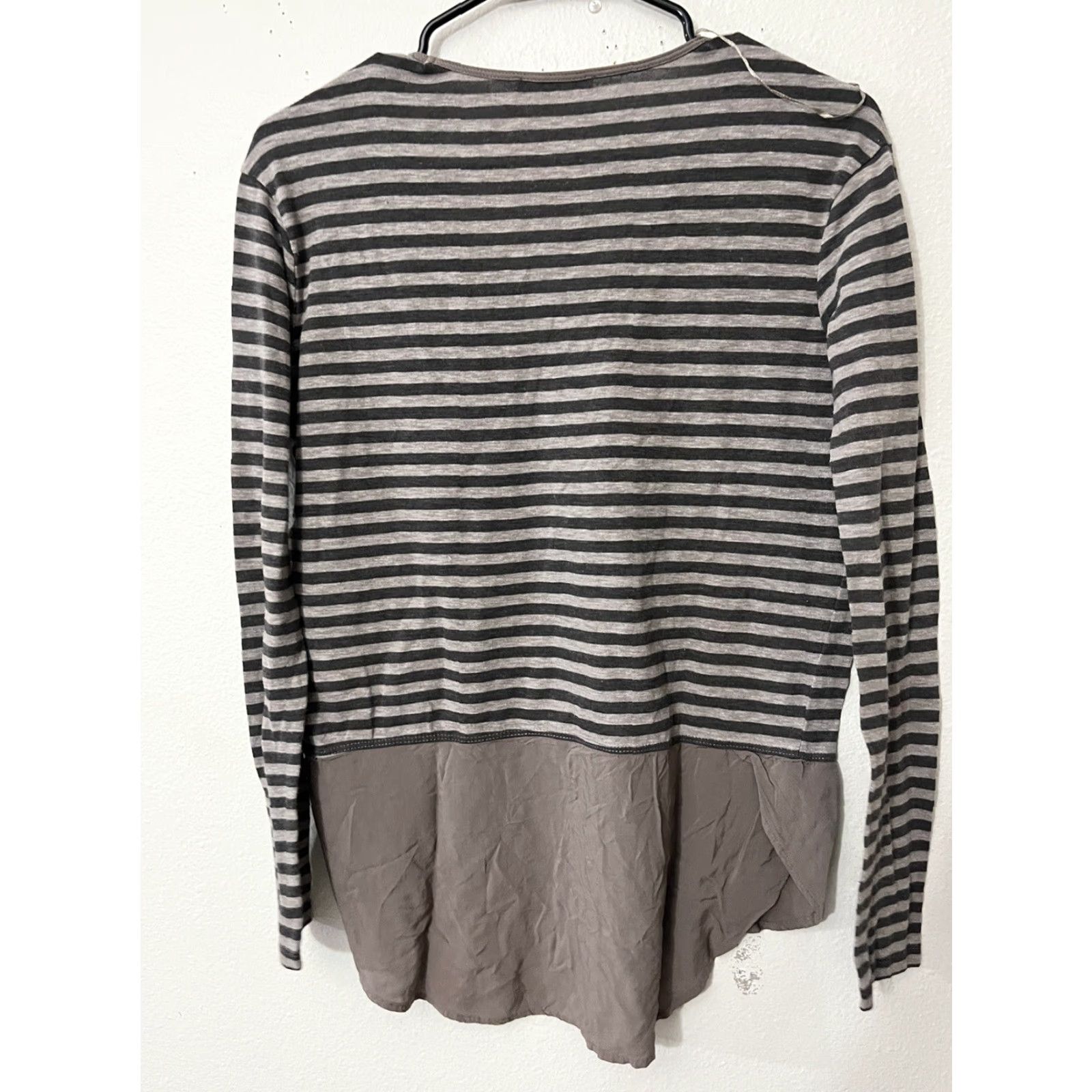 Zara ZARA Striped Jersey Knit Pocket Top T-Shirt Long Sleeve Gray M Womens Modern Shirt Size M / US 6-8 / IT 42-44 - 3 Thumbnail