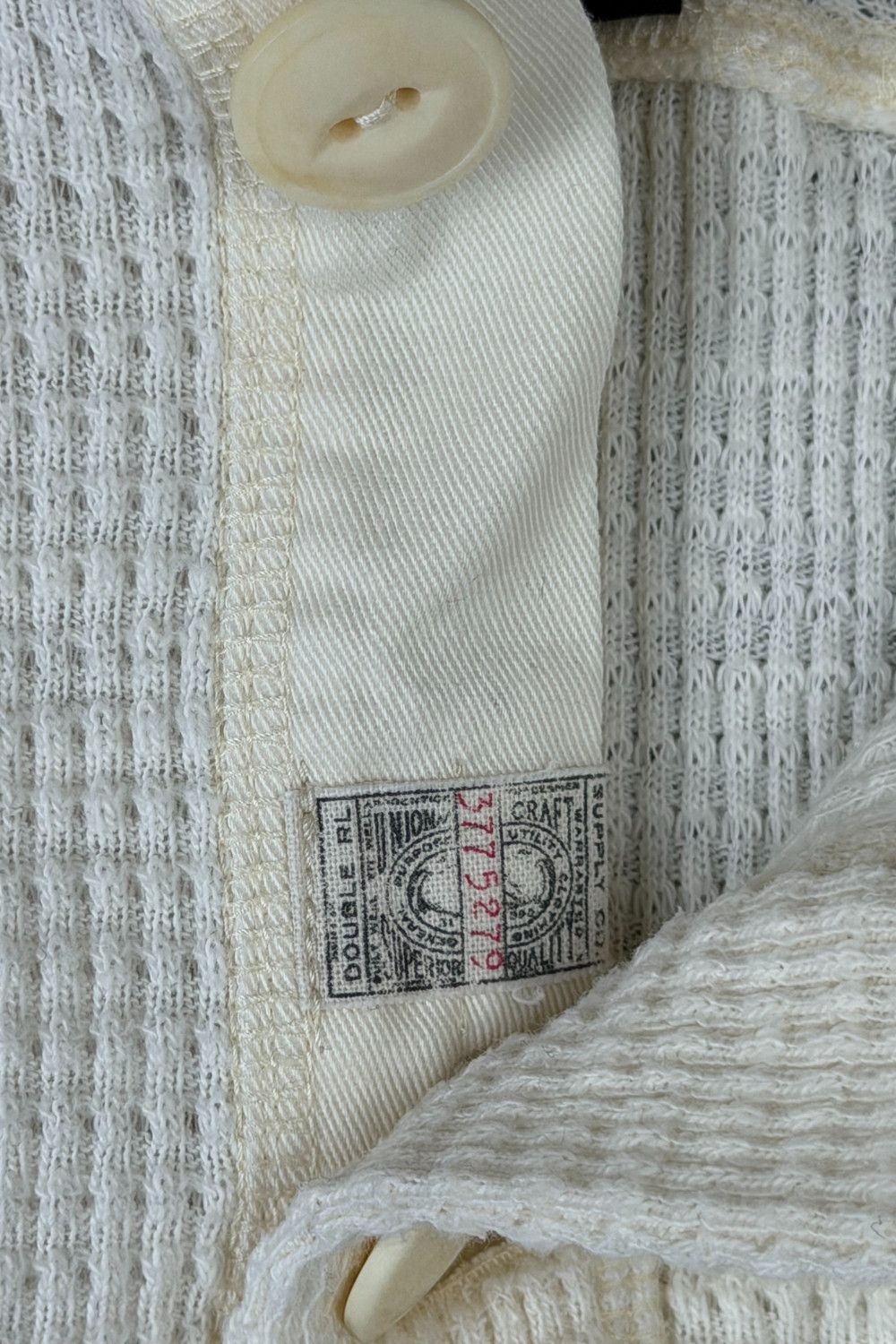 RRL Ralph Lauren RRL FW13 / Double RL Waffle-Knit Hooded Henley (Ecru) - XS Size US XS / EU 42 / 0 - 7 Thumbnail