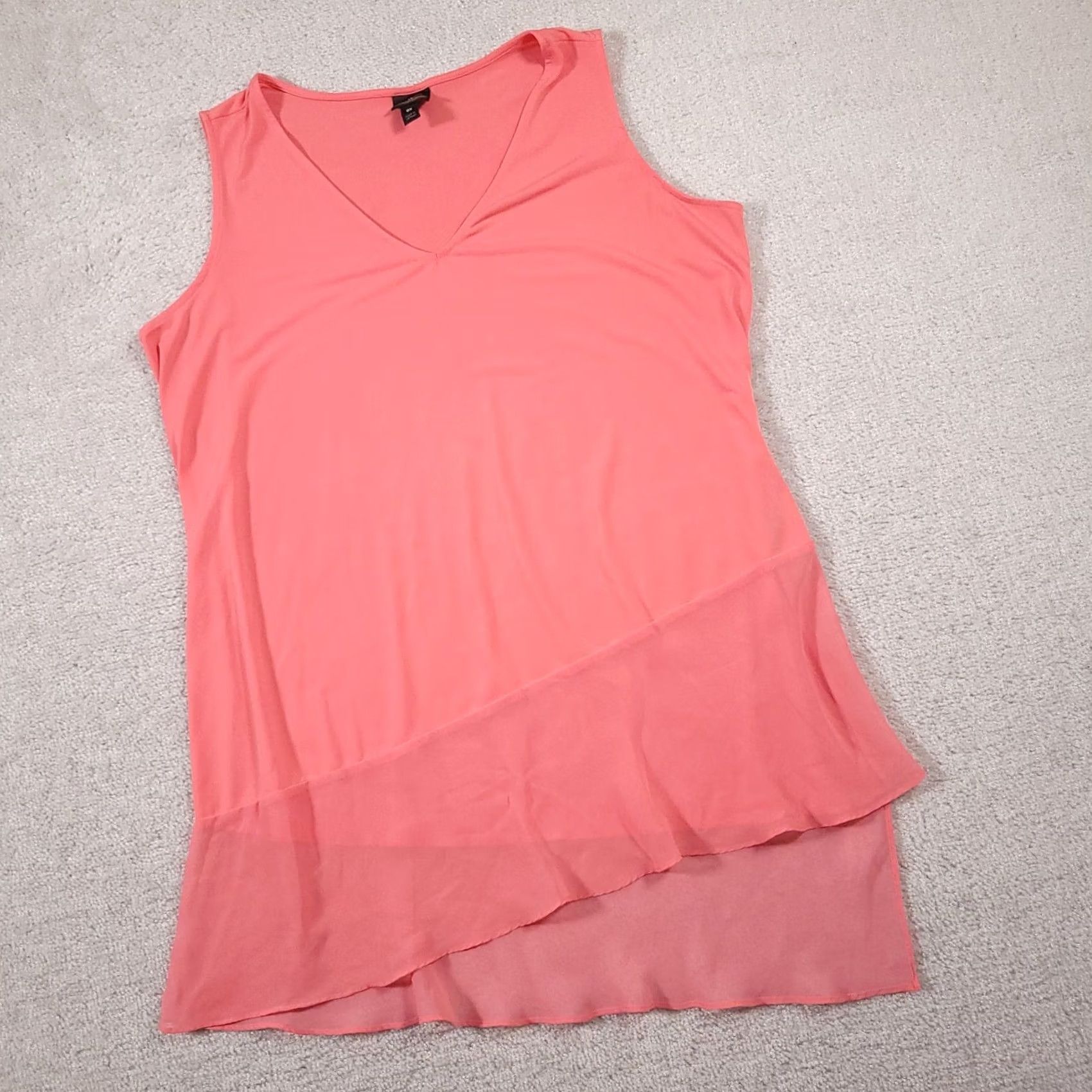 Worthington Worthington Shirt Tank Womens 0X Pink Sheer Lightweight Casual V-Neck Sleeveless Tank 0X Womens Pink Sheer Lightweight Casual Tank V-Neck Size XL / US 12-14 / IT 48-50 - 2 Thumbnail