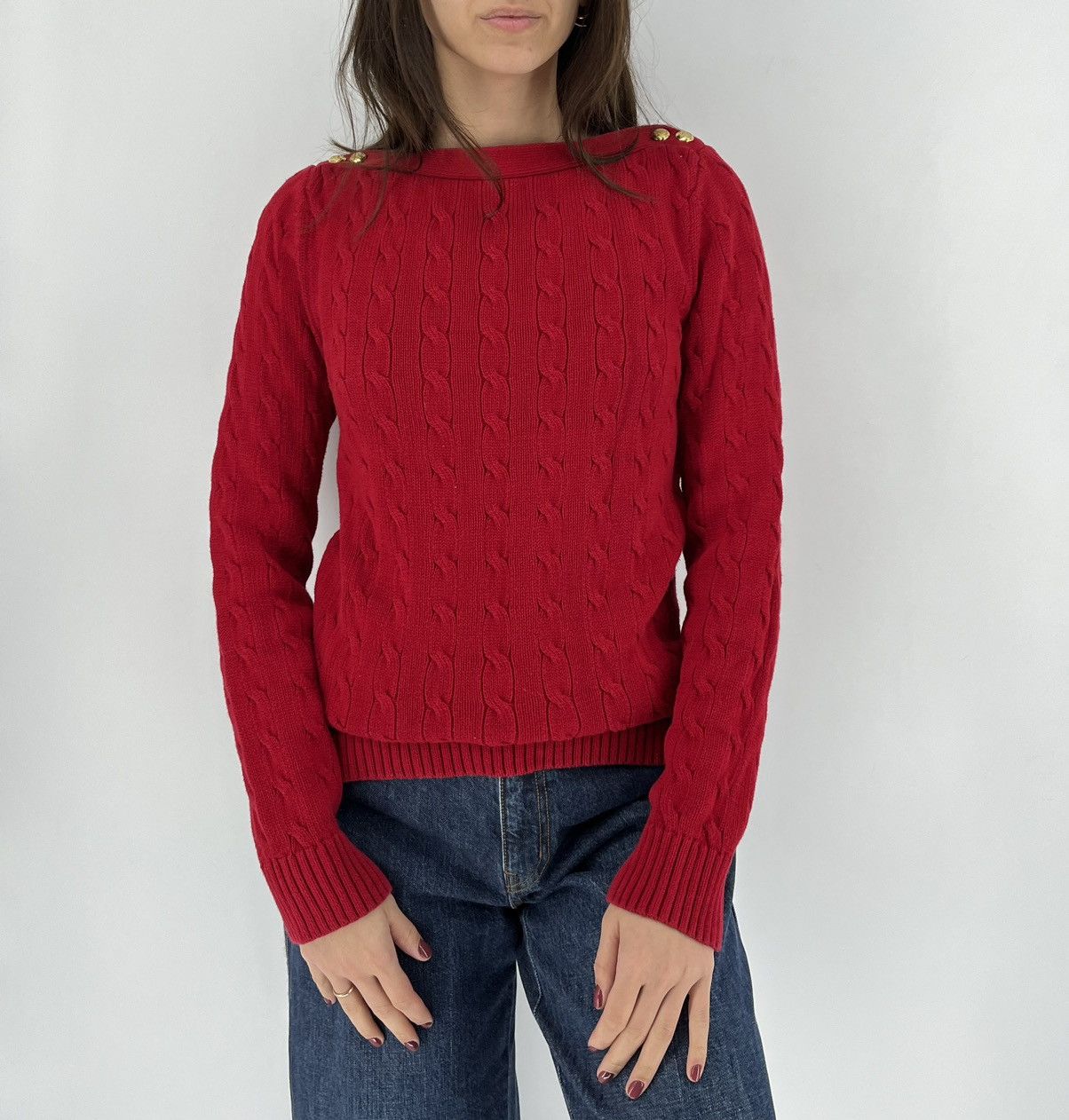 Polo Ralph Lauren × Ralph Lauren × Vintage Ralph Lauren Purple Label Cable Knit Sweater Jumper Size M / US 6-8 / IT 42-44 - 3 Thumbnail