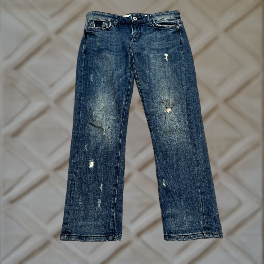 Vintage Pilcro And The LetterRess Slim Boyfriend Denim Jeans Womens 25P Distressed Blue Cotton Spandex 5-Pocket Designer Streetwear Modern Jeans Womens Size 42" / US 20 - 1 Thumbnail
