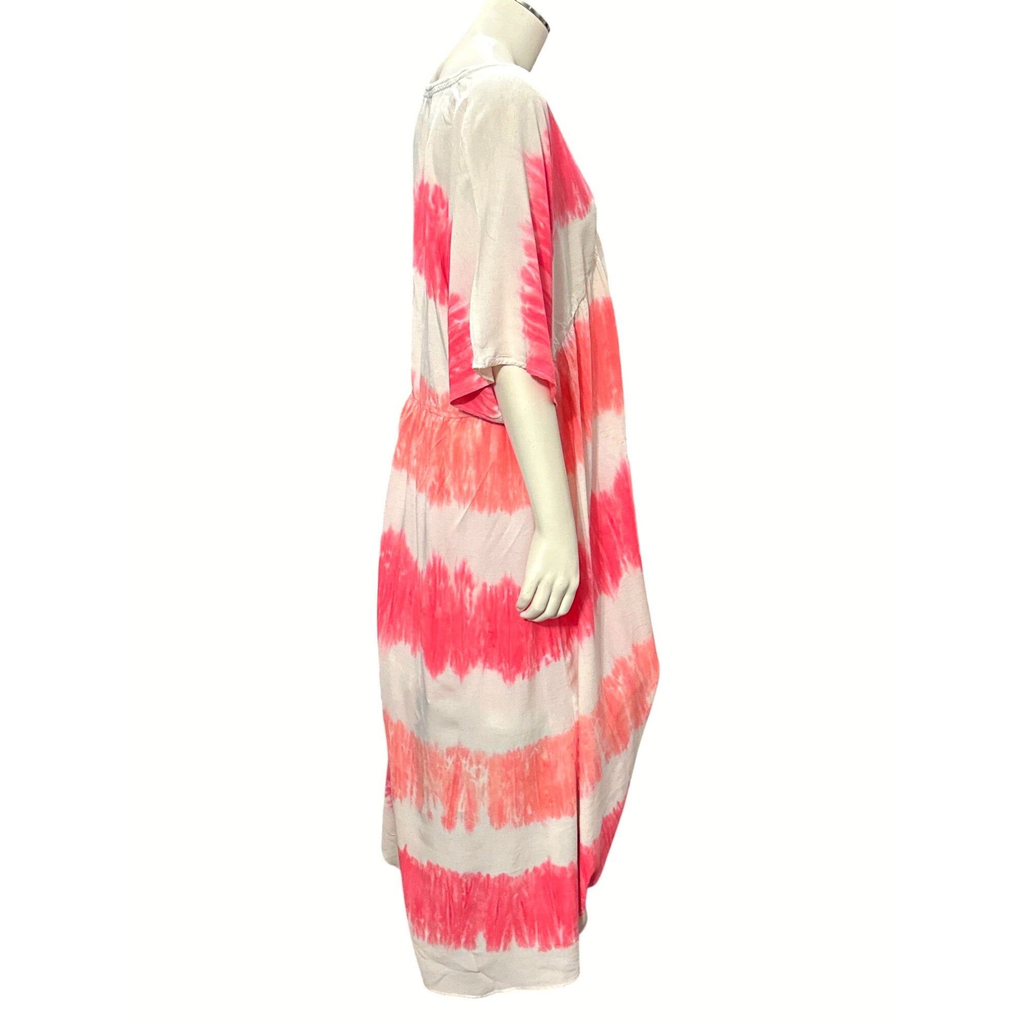 Other CCC Tie Dye Maxi Dress V Neck Short Sleeve Trendy Red White Size XL / US 12-14 / IT 48-50 - 4 Thumbnail