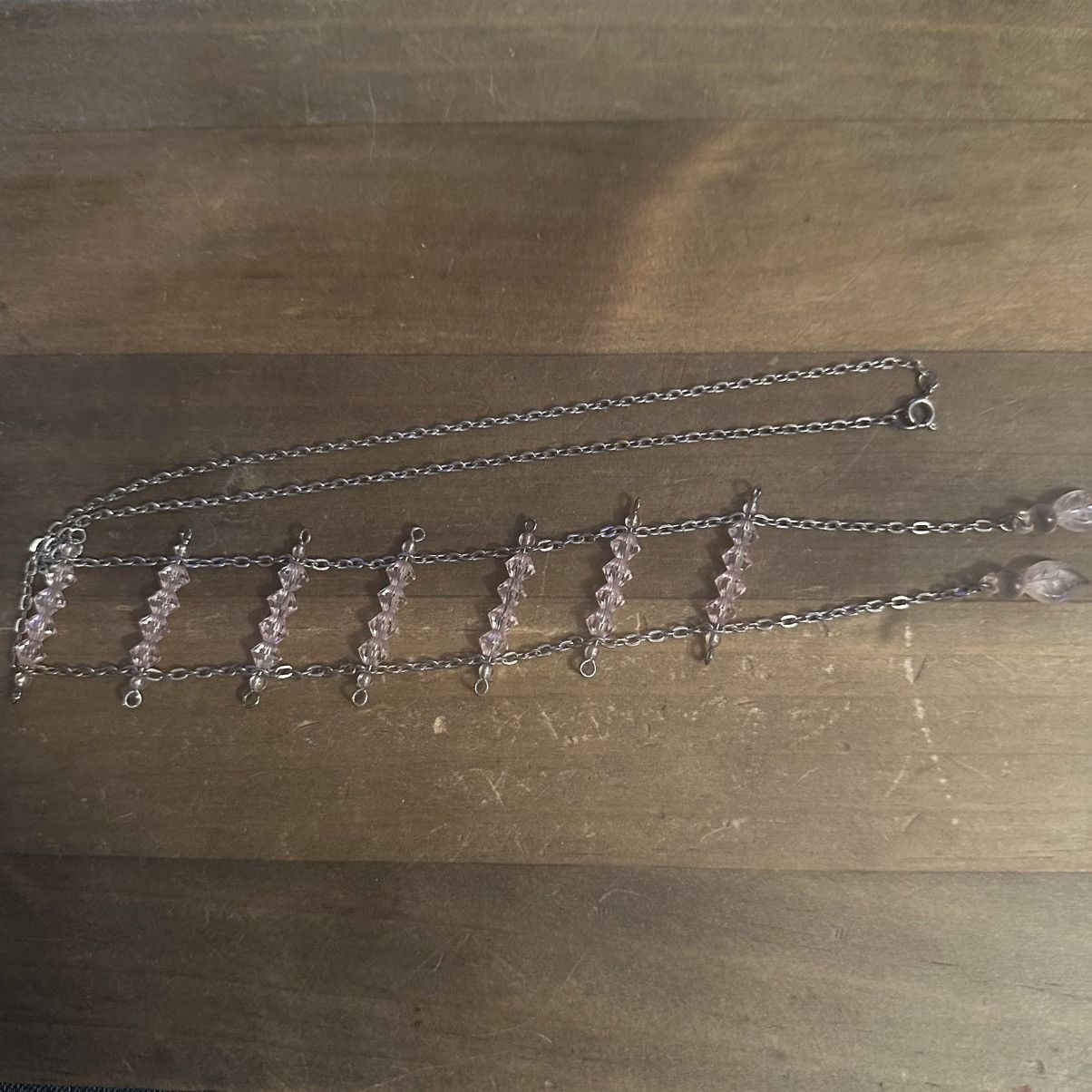 Vintage Vintage silver tone pink crystal ladder necklace Size ONE SIZE - 2 Thumbnail