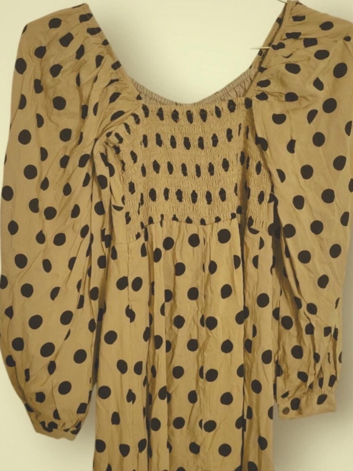 Other Faithfull the Brand Beige Midi Dress with Black Polka Dots Size S / US 4 / IT 40 - 7 Thumbnail