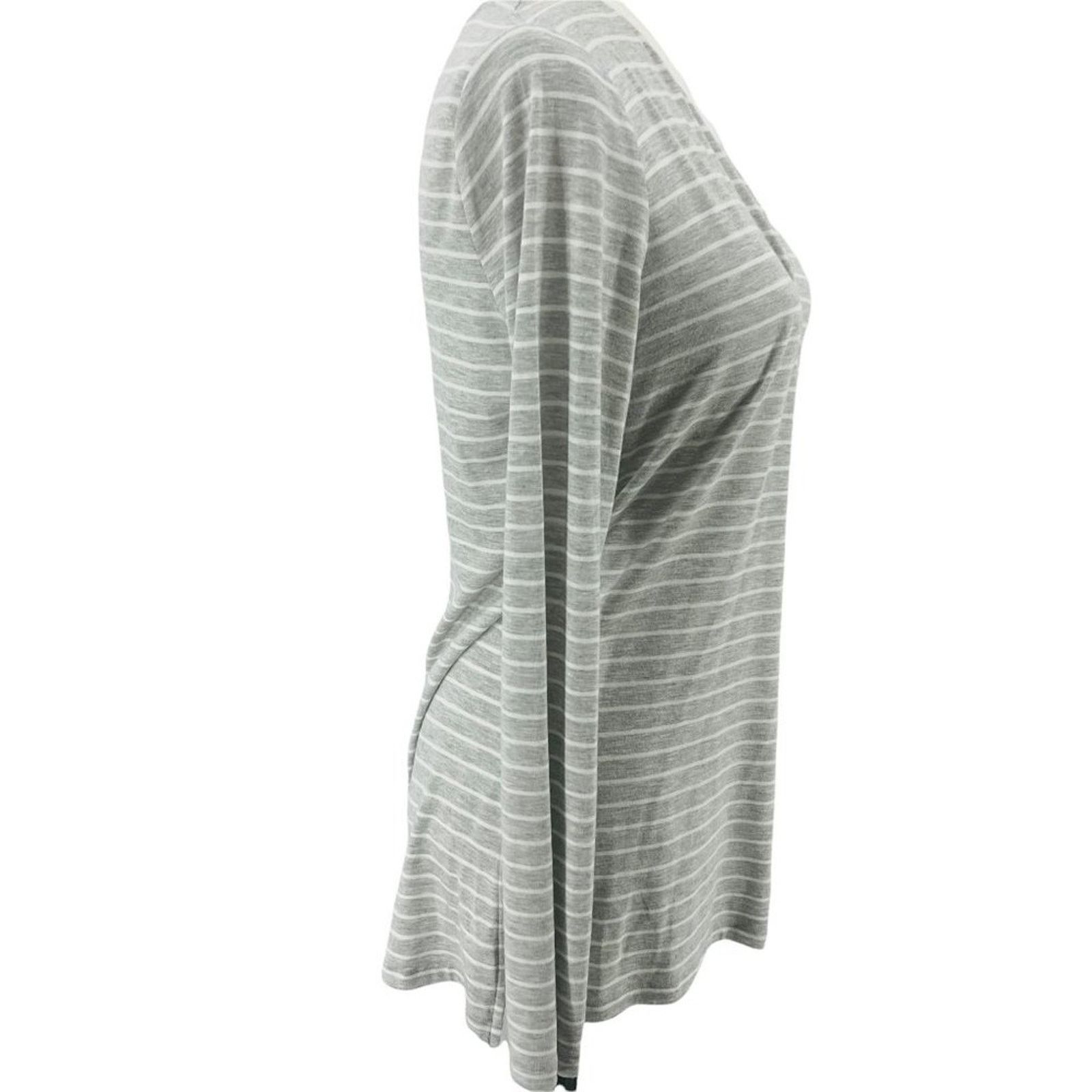 Athleta Athleta Threadlight Striped Long Sleeve Shirt Grey Cream Size S / US 4 / IT 40 - 2 Thumbnail