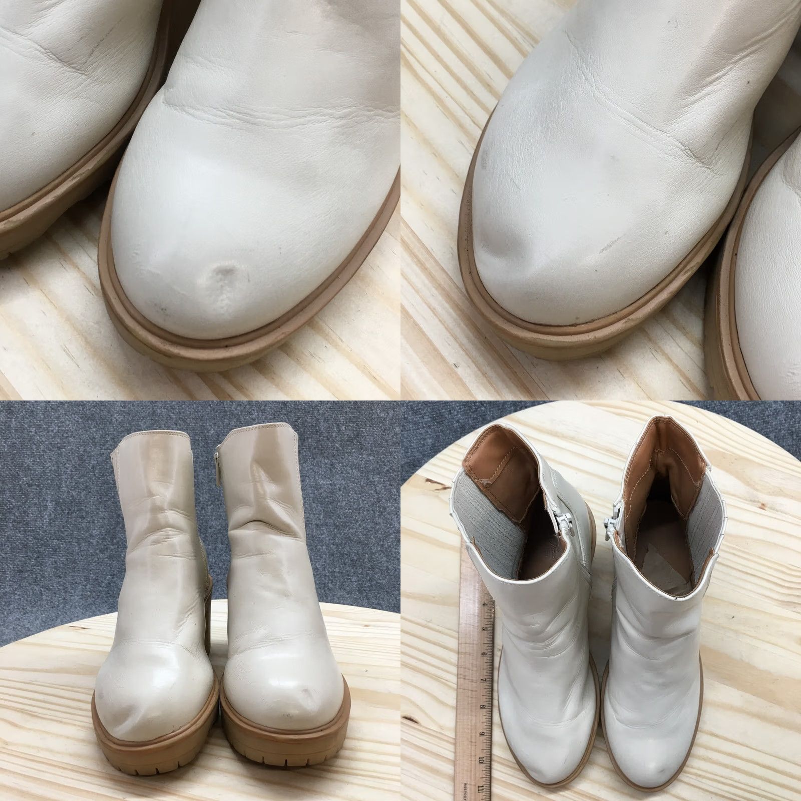 Vintage Universal Thread Boots Womens 8.5 Katrina Platform Bootie Ivory Casual Ankle Top Women Platform Boots, 8.5, Ivory, Casual, Faux Leather, Block Heel Size M / US 6-8 / IT 42-44 - 8 Thumbnail