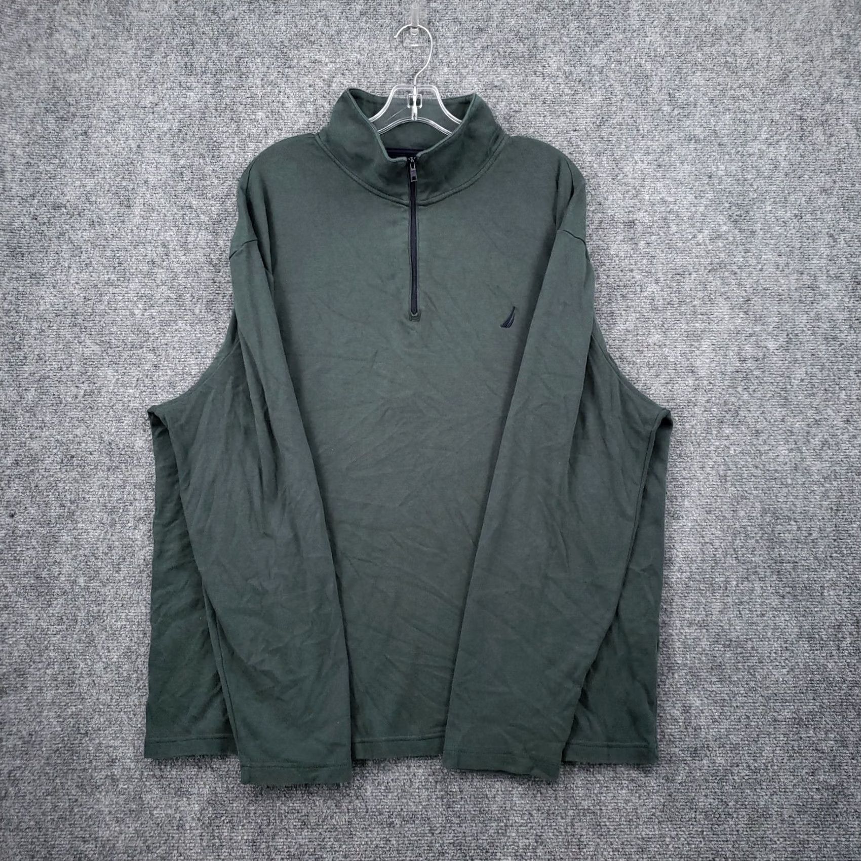 Nautica Nautica Mens Sweater Slim 2XL Green 1/4 Zip Mock Neck Pullover Long Sleeve Knit Shirt Size US XXL / EU 58 / 5 - 2 Thumbnail