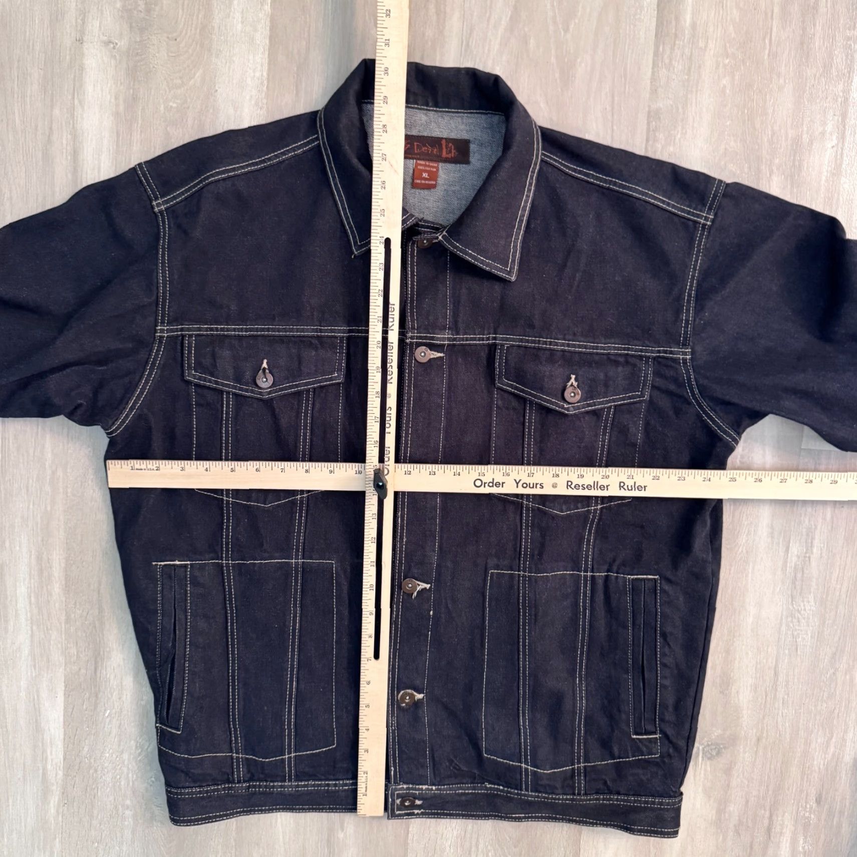 Denime GODBODY Denim Jacket & Baggy Jeans XL 40x32 Dark Blue Button Up Denim Jacket Size US 36 / EU 52 - 4 Thumbnail