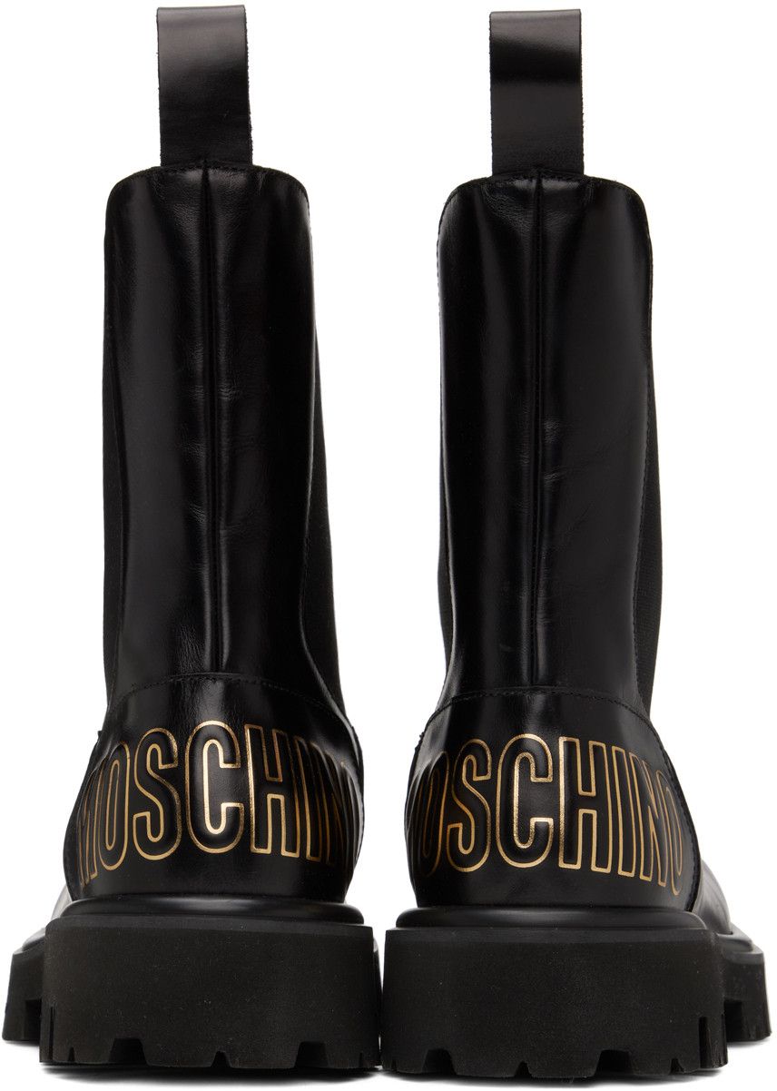 Moschino o1y0225 Logo Leather Ankle Boots in Black Size US 10 / EU 43 - 4 Thumbnail