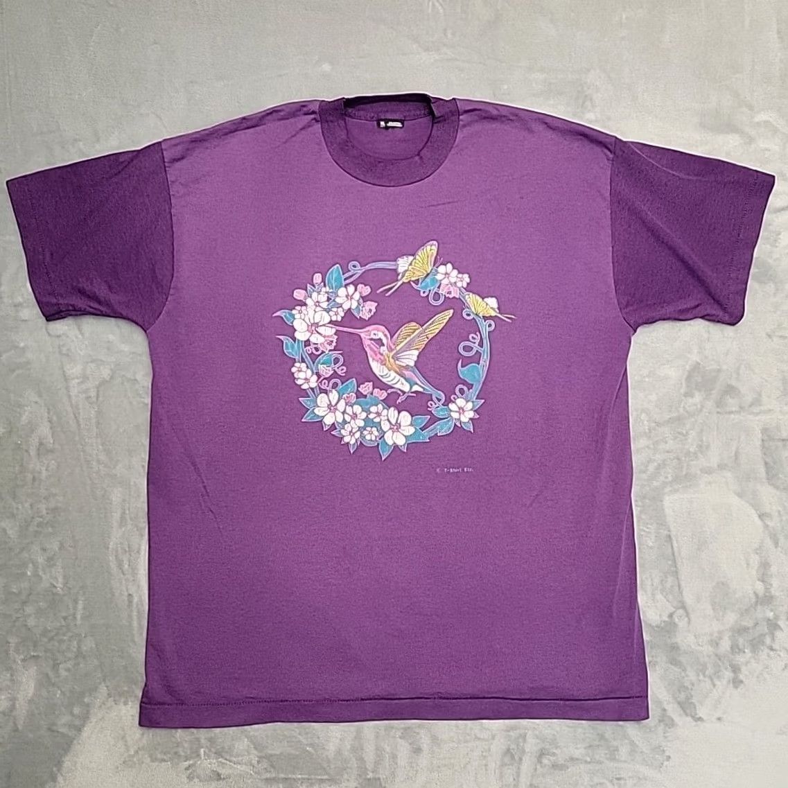 Vintage Hummingbird Shirt Womens Mens Large Purple Nature Outdoors Single Stitch 80s TEE Size L / US 10 / IT 46 - 2 Thumbnail