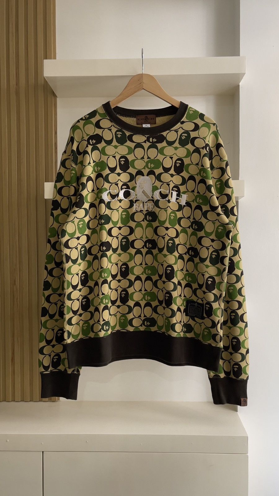 image of Bape x Coach Crewneck (Ss20) in Beige, Men's (Size XL)