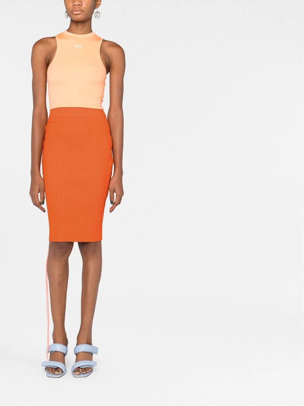 Off-White o1y1225 Midi Skirt in Orange Size 26" / US 2 / IT 38 - 6 Thumbnail
