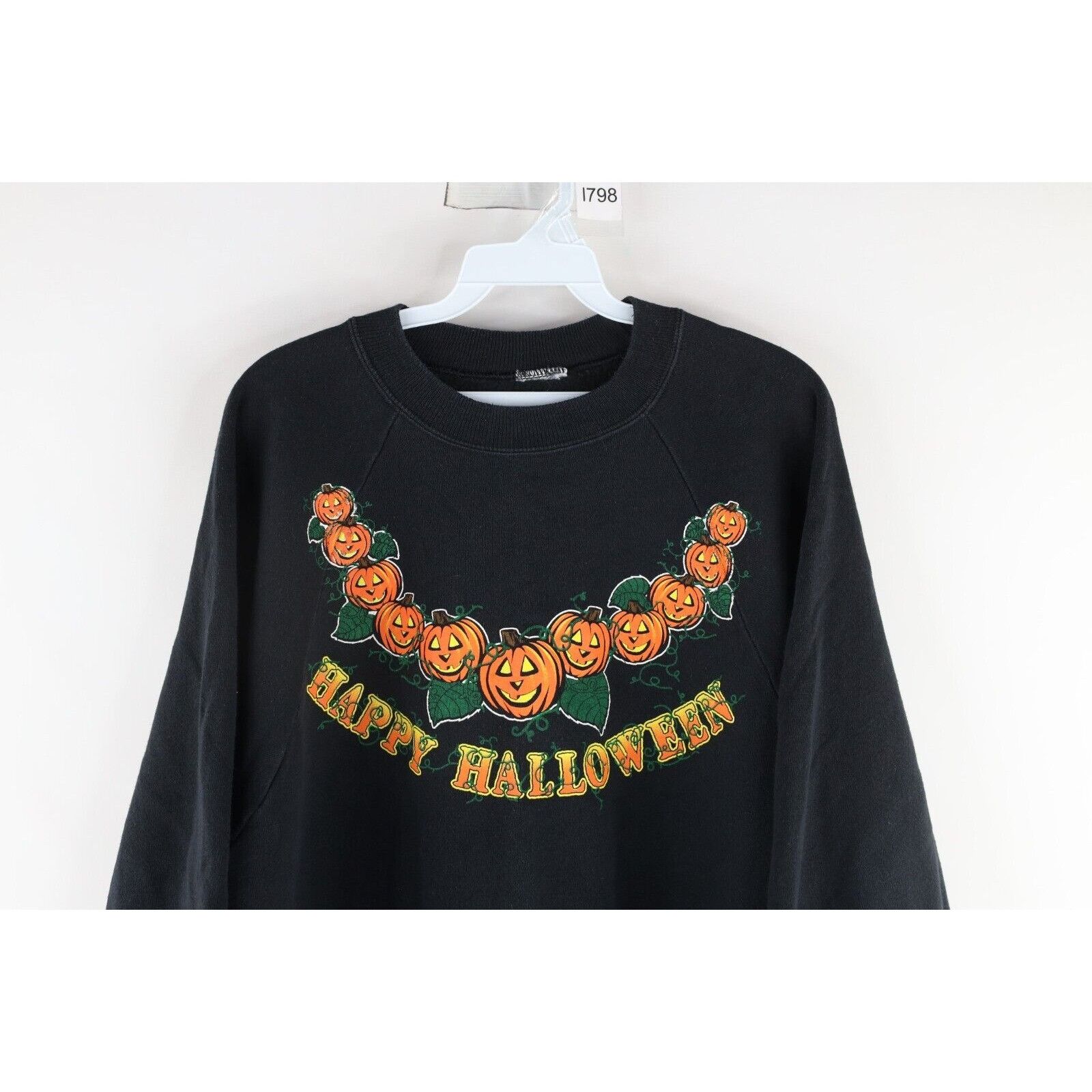 Vintage Vintage 90s Streetwear Happy Halloween Pumpkin Sweatshirt Size L / US 10 / IT 46 - 2 Thumbnail