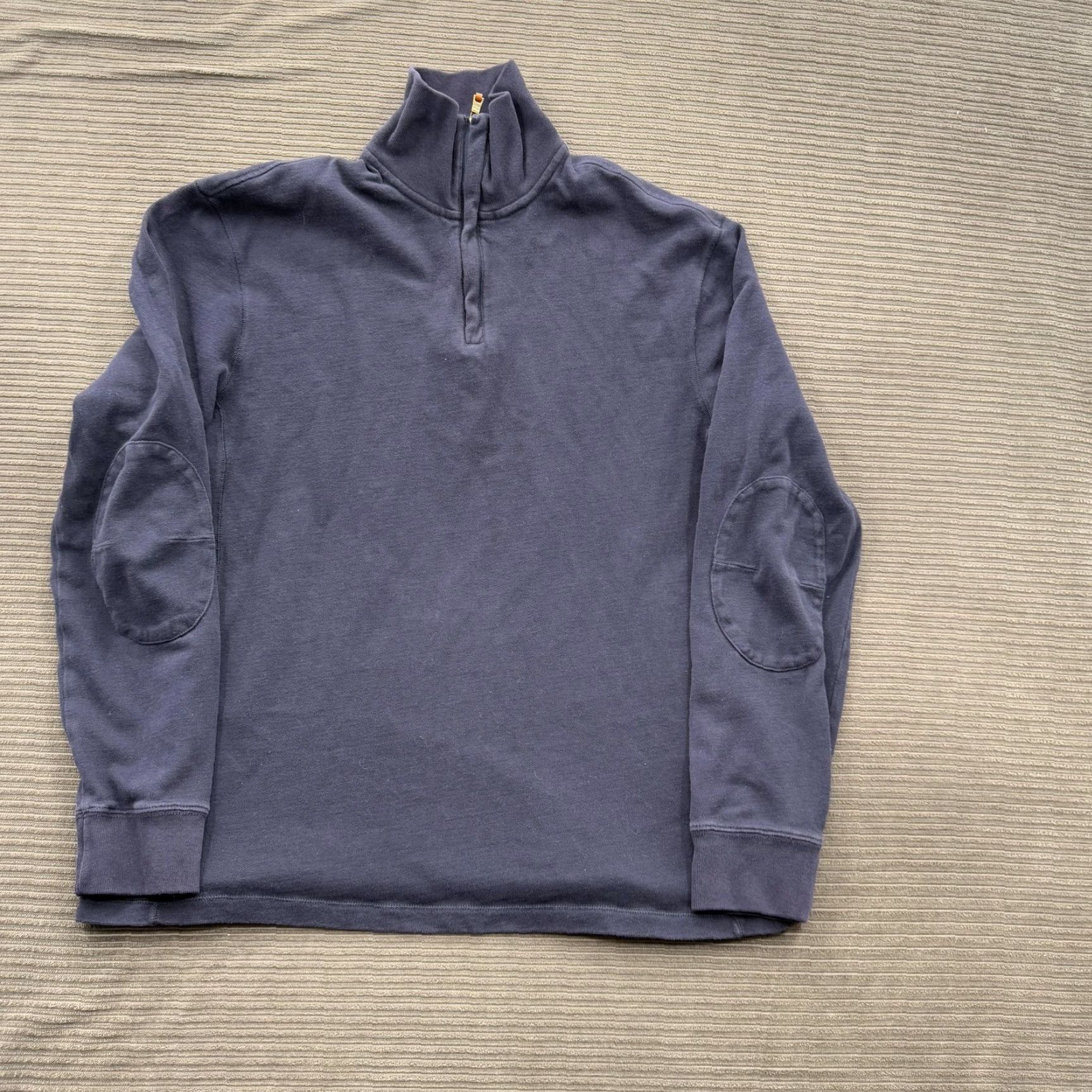 Polo Ralph Lauren Polo Ralph Lauren Pullover Sweater Mens Large 1/4 Zip Mock Neck Elbow Patch Knit Cotton Navy Blue Casual Active Wear Size US L / EU 52-54 / 3 - 2 Thumbnail