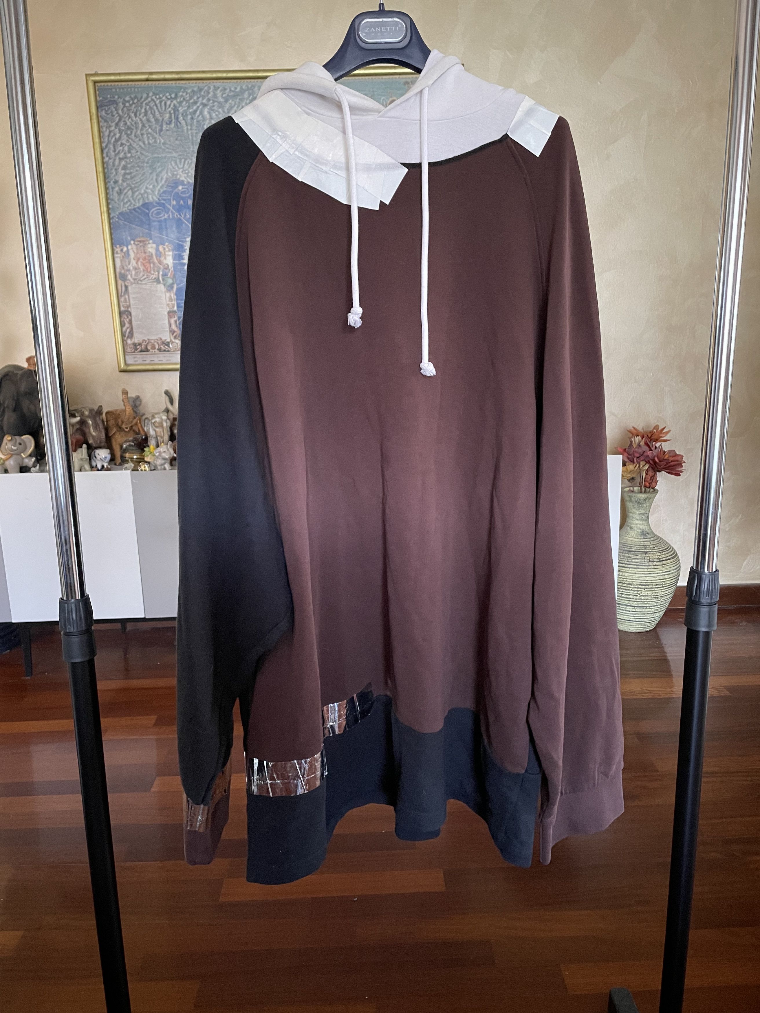 image of Raf Simons Taped Oversize Hoodie Fw17 in Brown, Men's (Size Large)