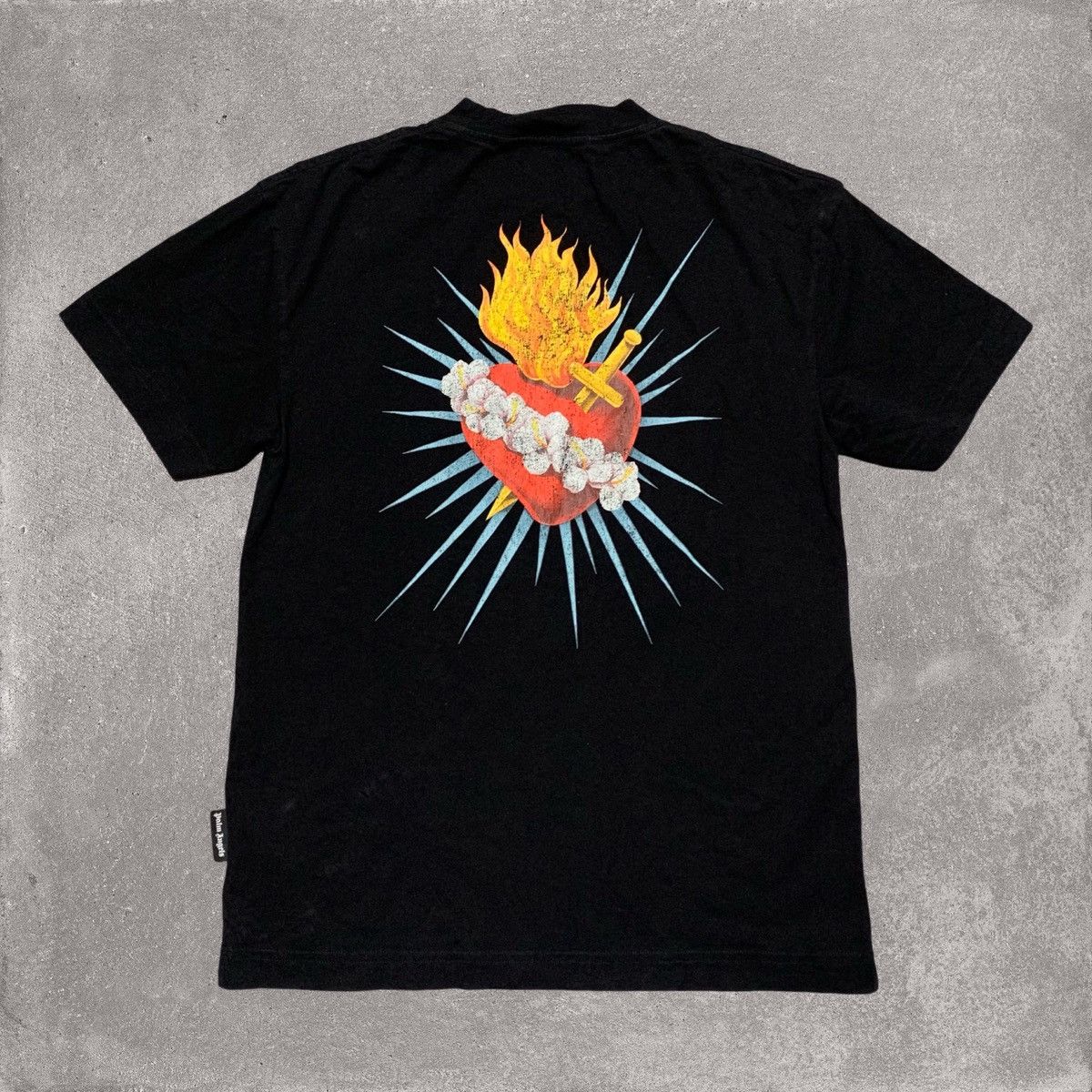 Palm Angels Palm Angels Small Heart Back Graphic Black Tee Size US S / EU 44-46 / 1 - 1 Thumbnail