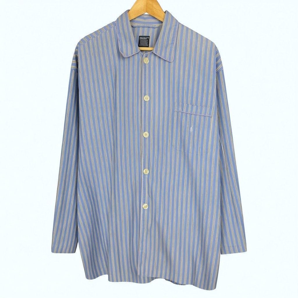 Polo Ralph Lauren Polo Ralph Lauren Mens S/M Blue White Striped Pajama Shirt Size ONE SIZE - 1 Thumbnail