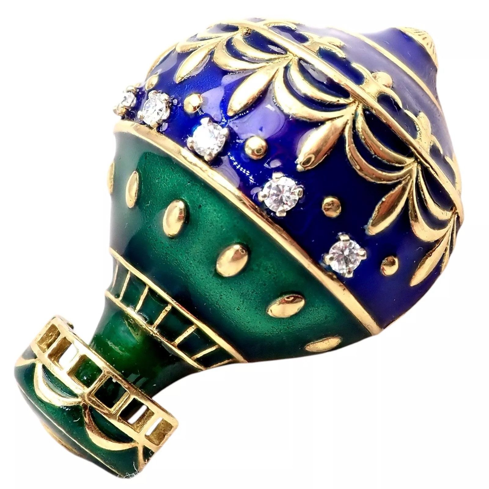 Dior Dior 18k Yellow Gold Diamond Enamel Jules Verne Pin Brooch Size ONE SIZE - 10 Thumbnail