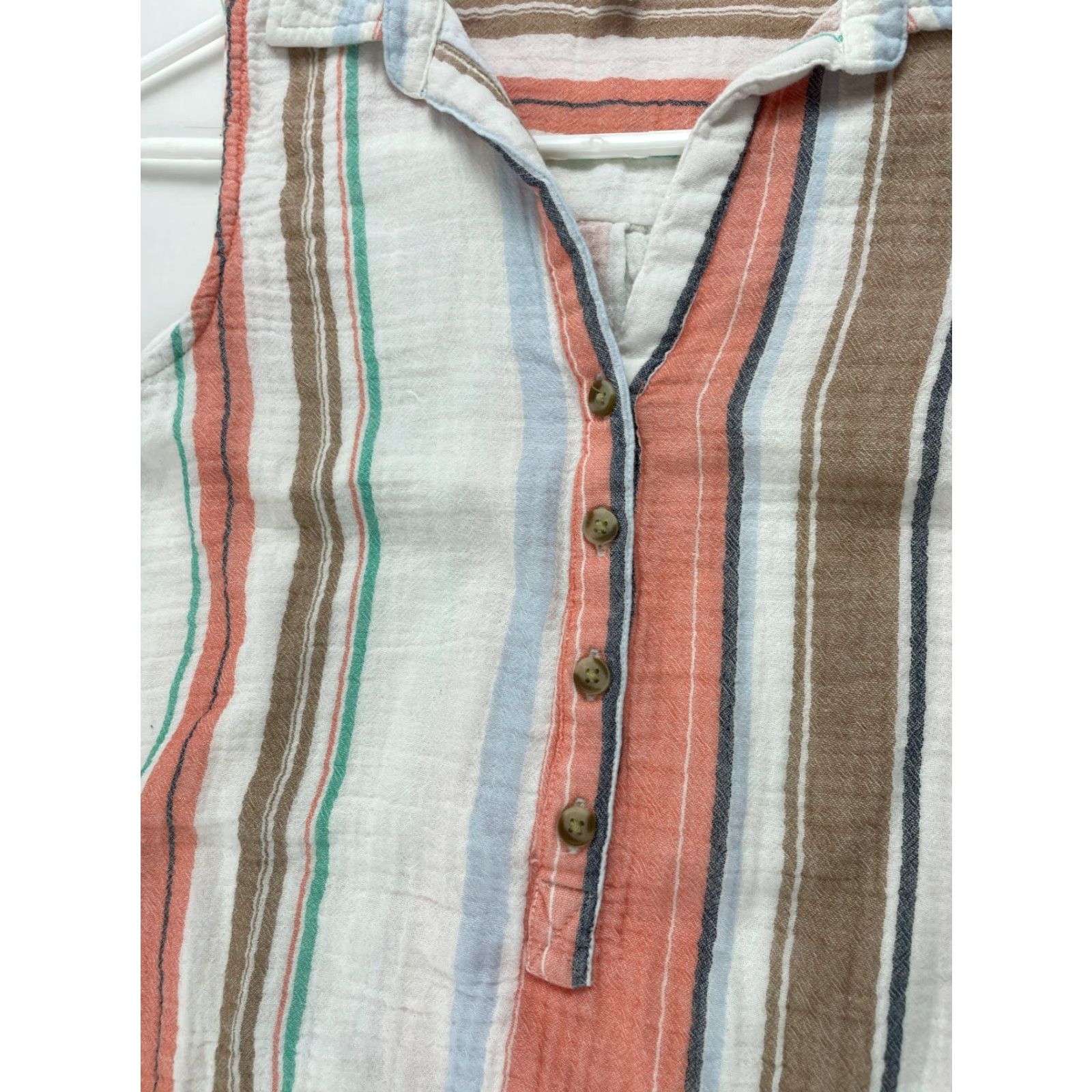 Vintage Time And Tru Blouse Shirt Women's Small Stripes Button Up Sleeveless White Sleeveless Shirt Womens Size S / US 4 / IT 40 - 4 Thumbnail