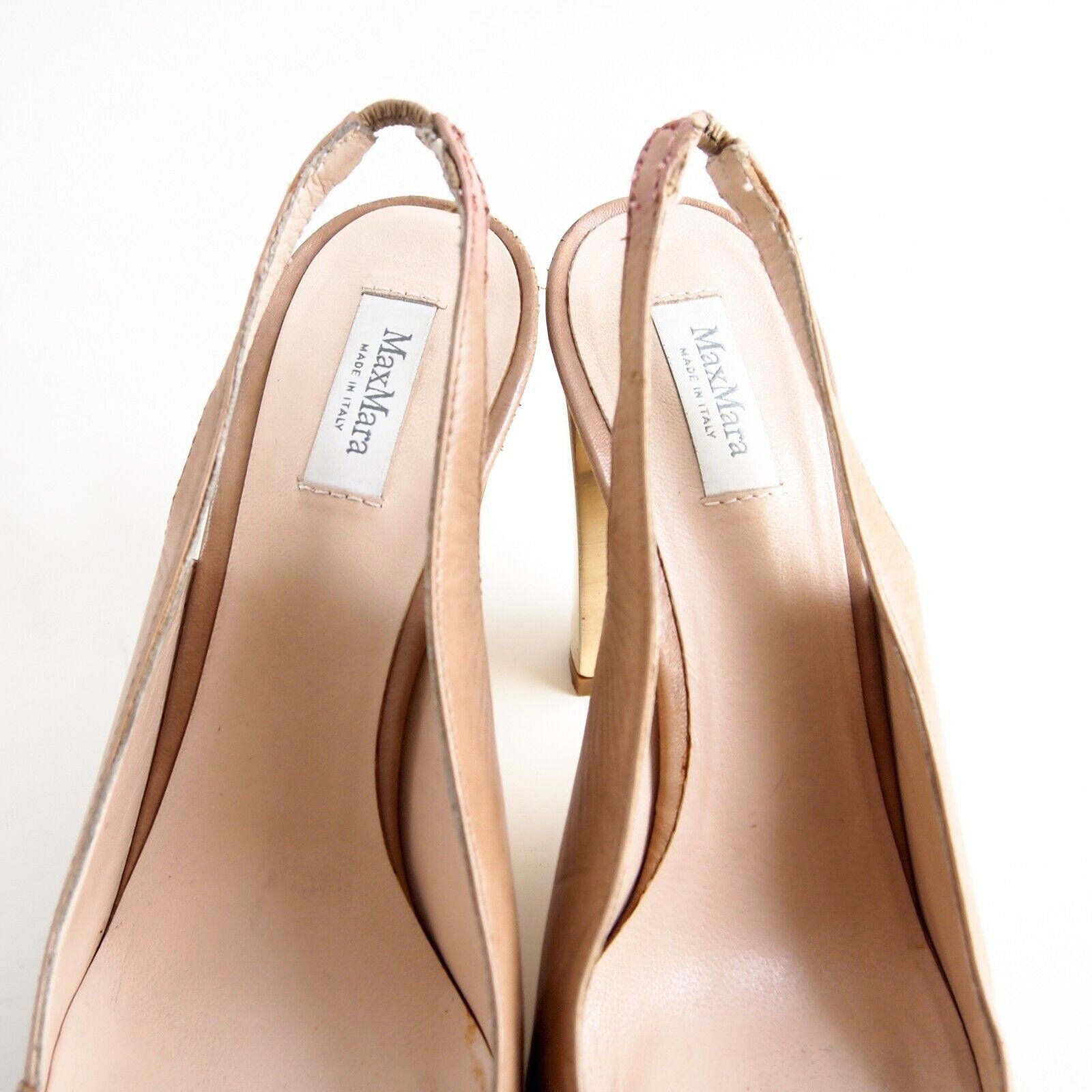 Designer Max Mara Slingback Heels Sandals Pink Gold US 9 EU 39 Size US 9 / IT 39 - 4 Thumbnail