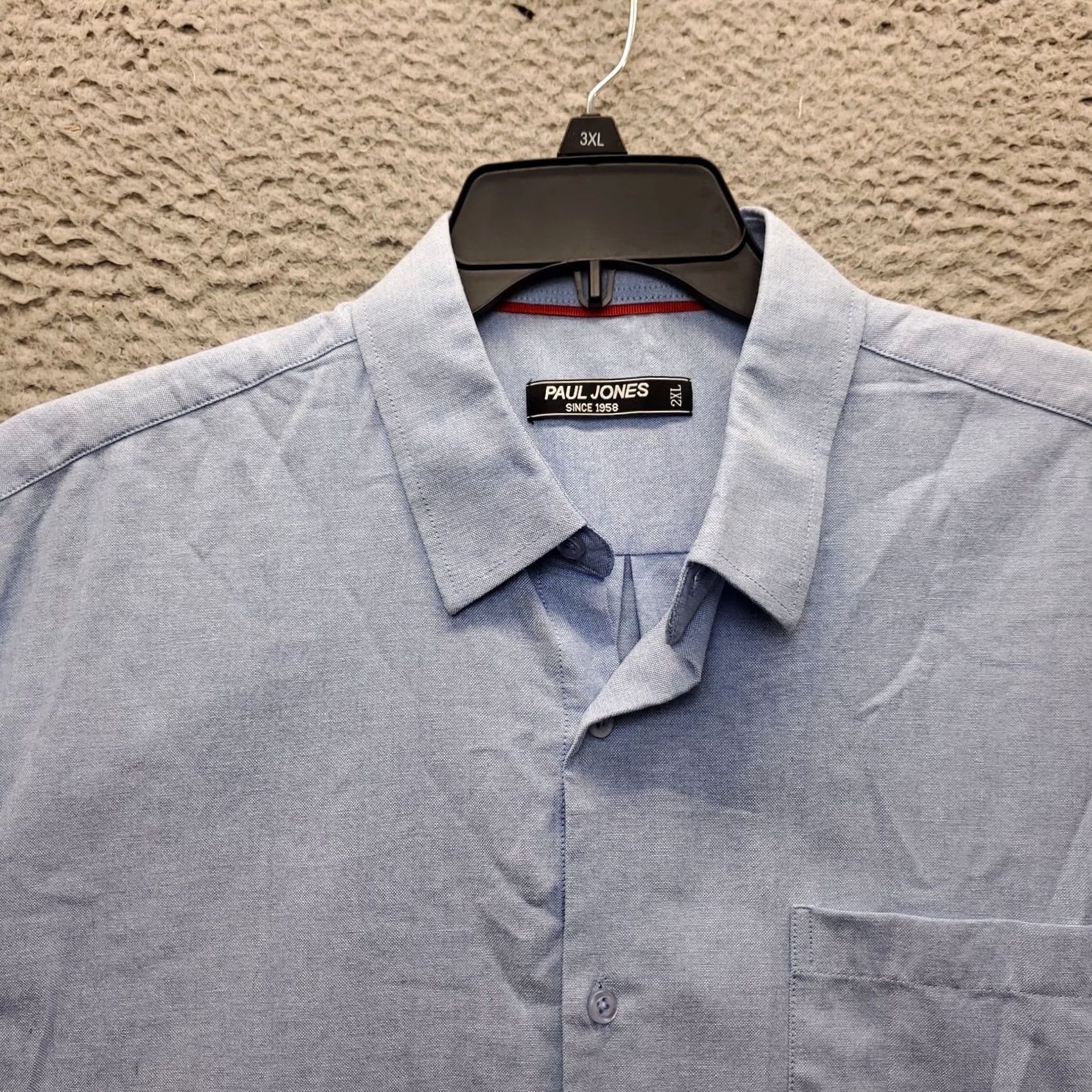 Vintage Paul Jones Shirt Mens 2XL Blue Short Sleeve Travel Oxford Button Up Size US XXL / EU 58 / 5 - 6 Thumbnail