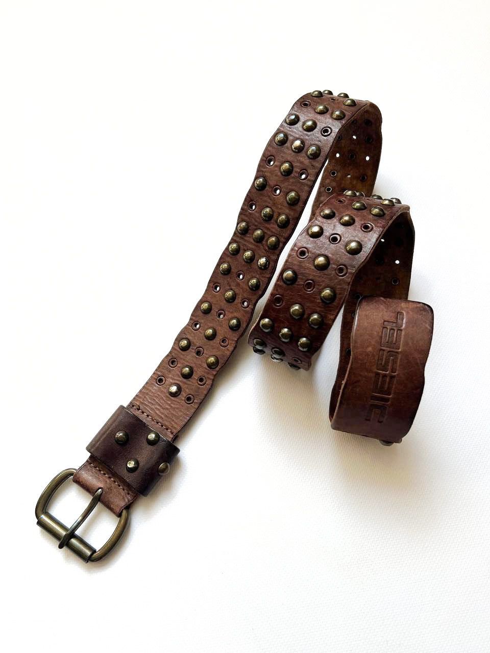 Diesel × Vintage DIESEL Chunky Studded Leather Belt 90/36 | Grailed