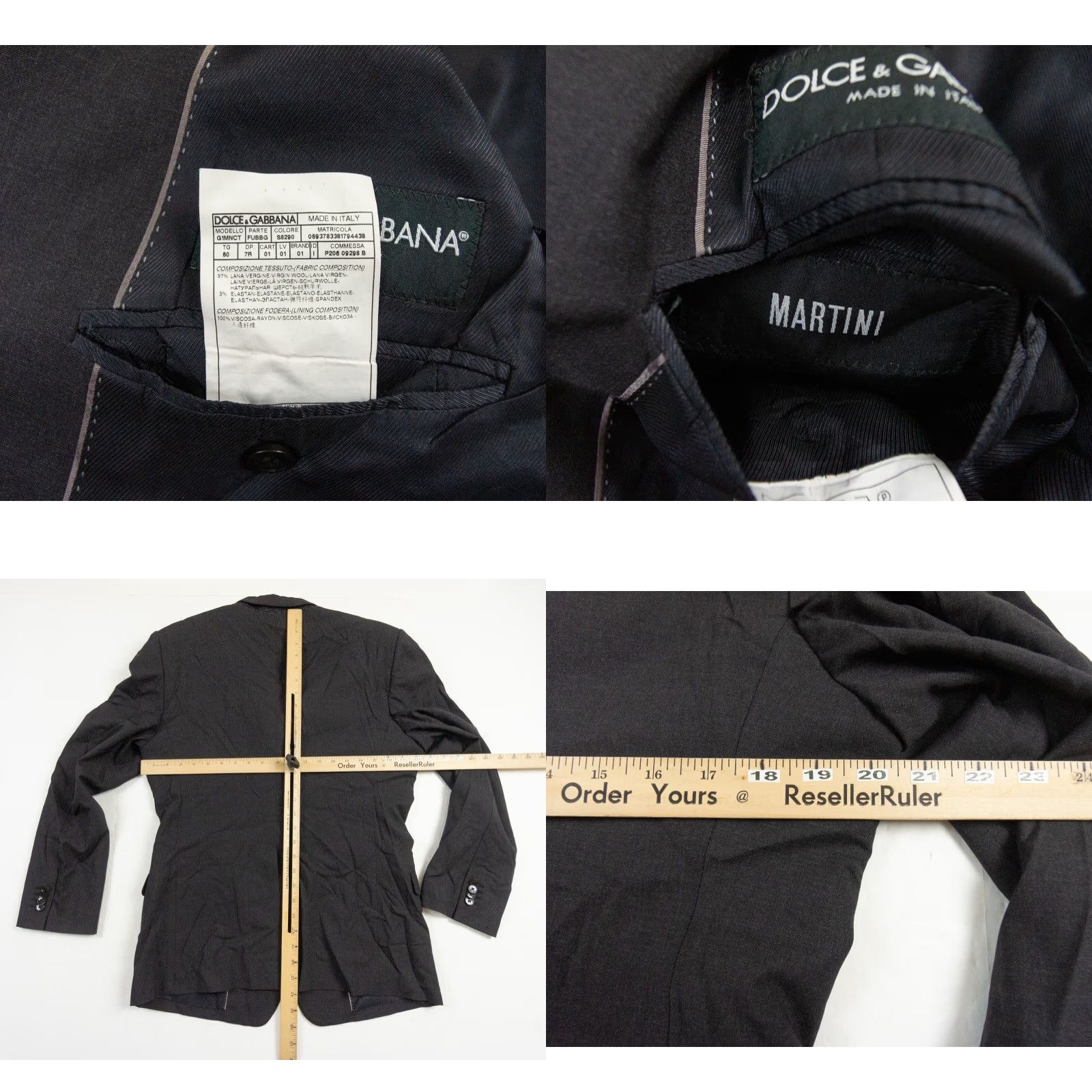 Dolce & Gabbana Dolce & Gabbana Blazer Jacket Mens 50 Black Wool Regular Fit Martini Style Size 50R - 8 Thumbnail