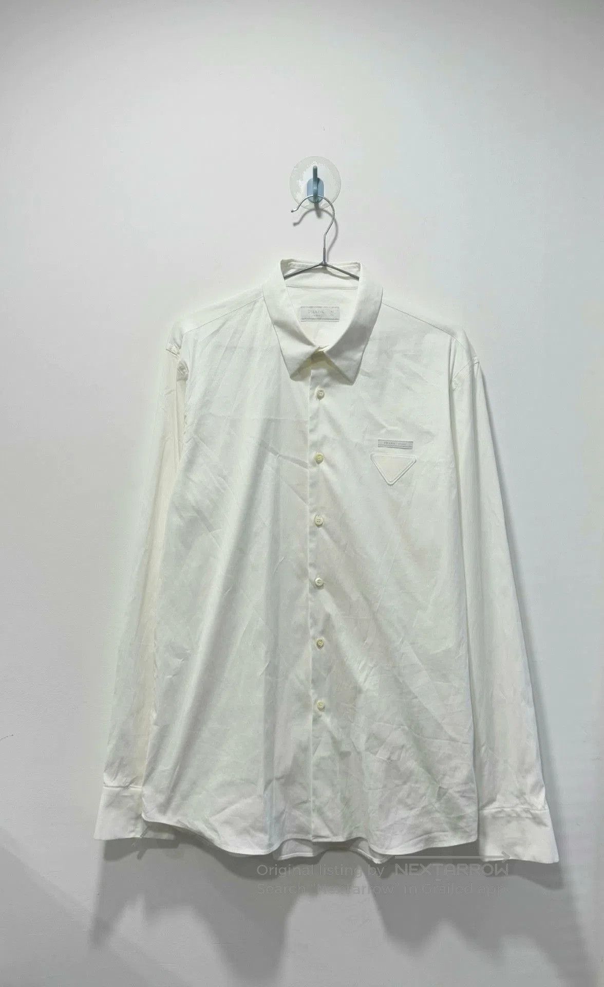 Prada White Triangle Logo Shirt 42.