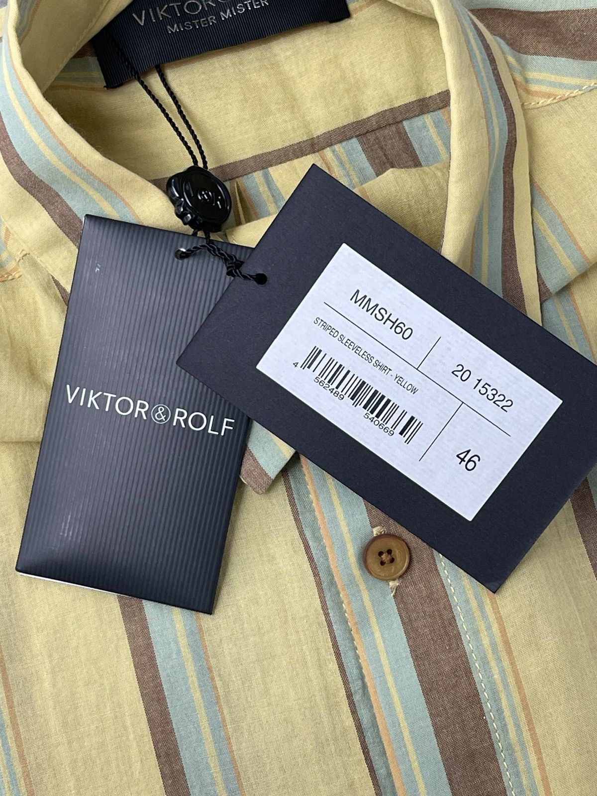 Viktor & Rolf !DS! SS20 Viktor & Rolf Stripe Print Yellow Sleeveless Shirt Size US S / EU 44-46 / 1 - 15 Thumbnail