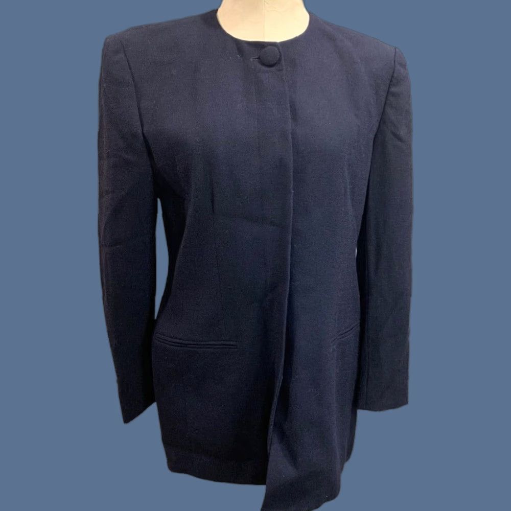 Jones New York VINTAGE Jones New York Women's Blazer Size 8 Navy Blue Wool 1990s Below Hip Womens Size M / US 6-8 / IT 42-44 - 1 Thumbnail