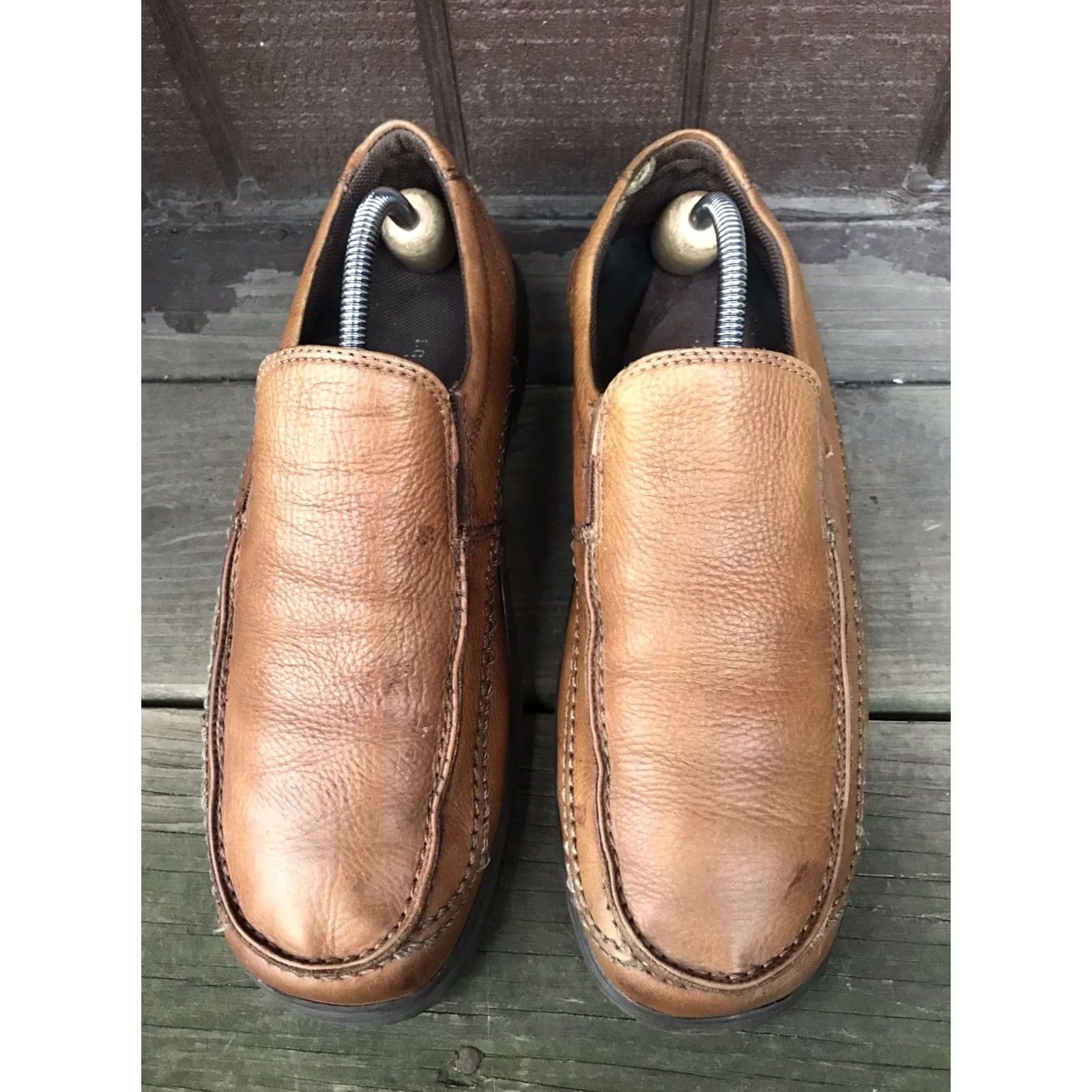 Vintage Deer Stags Sock Mens Size 9M Brown Leather Moc Toe Casual Loafers Slip Ons-502 Shoes Size ONE SIZE - 3 Thumbnail