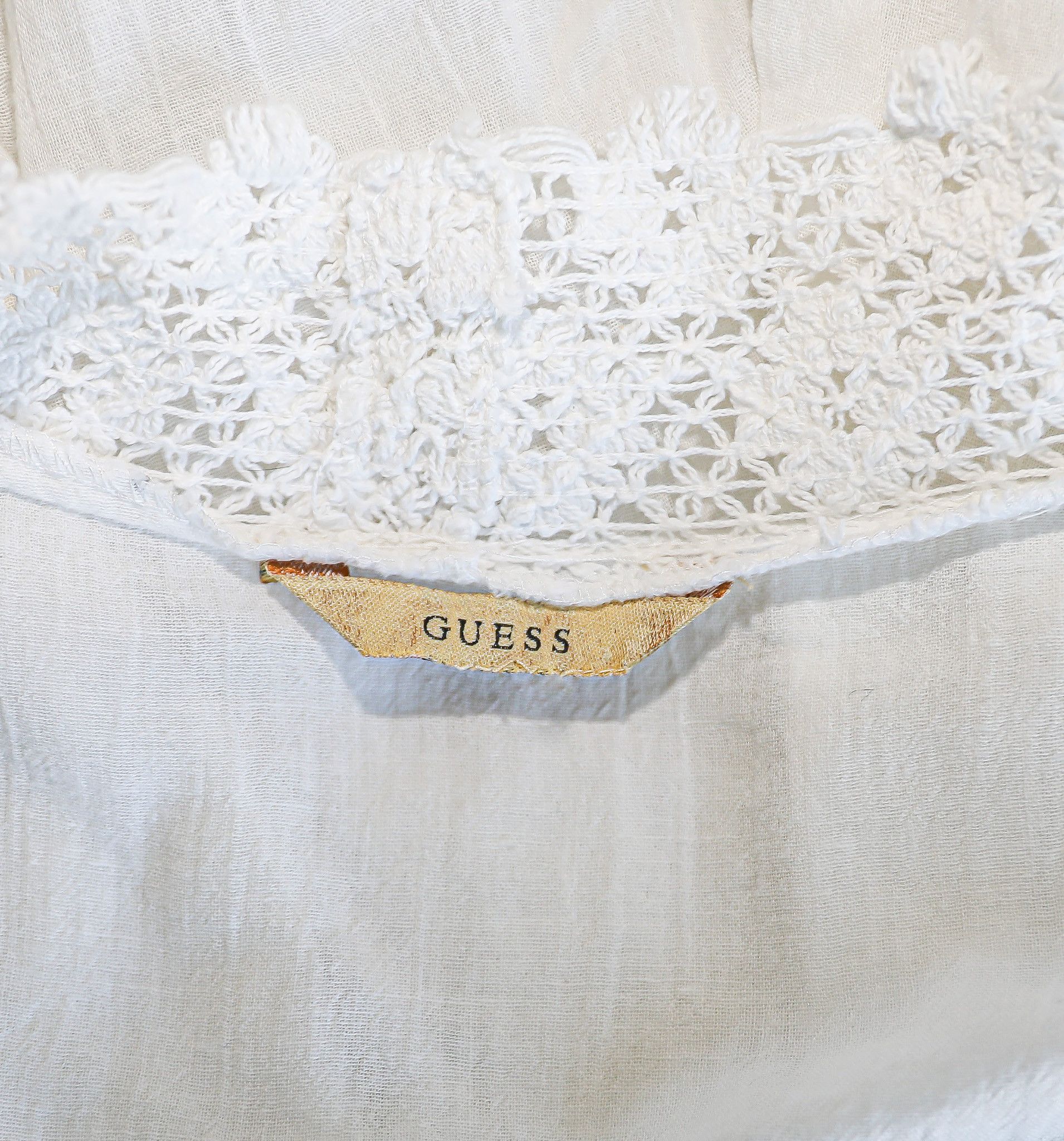 Guess Vintage Guess Boho White Cotton V Neck Lace Bikini Cover Up Size S / US 4 / IT 40 - 3 Thumbnail