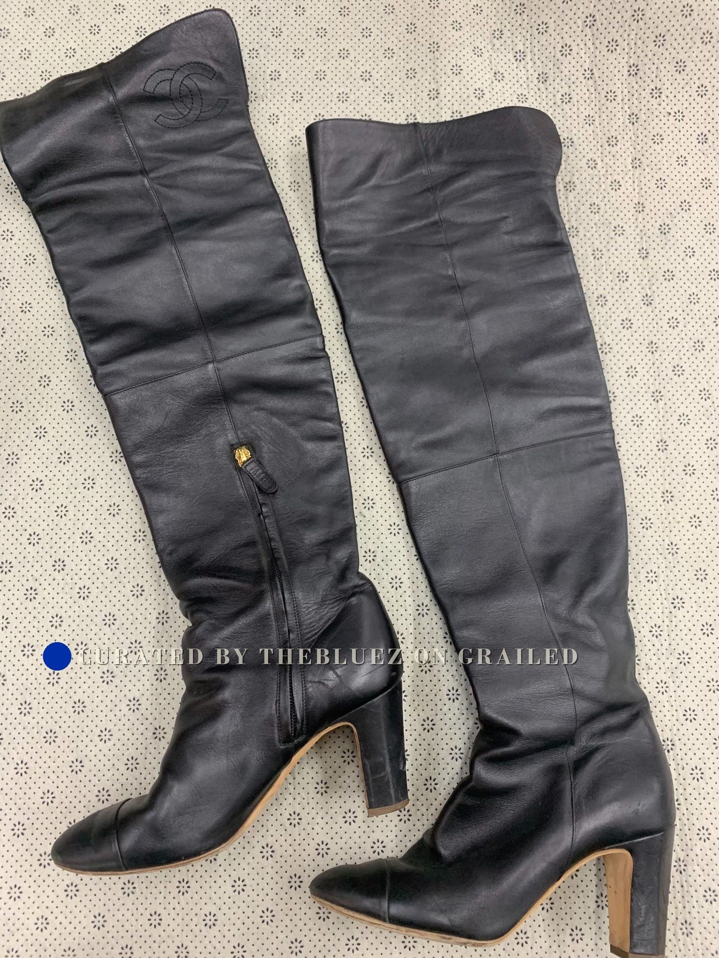 Chanel Chanel Black Over-the-Knee Leather Boots Size US 6.5 / IT 36.5 - 2 Thumbnail