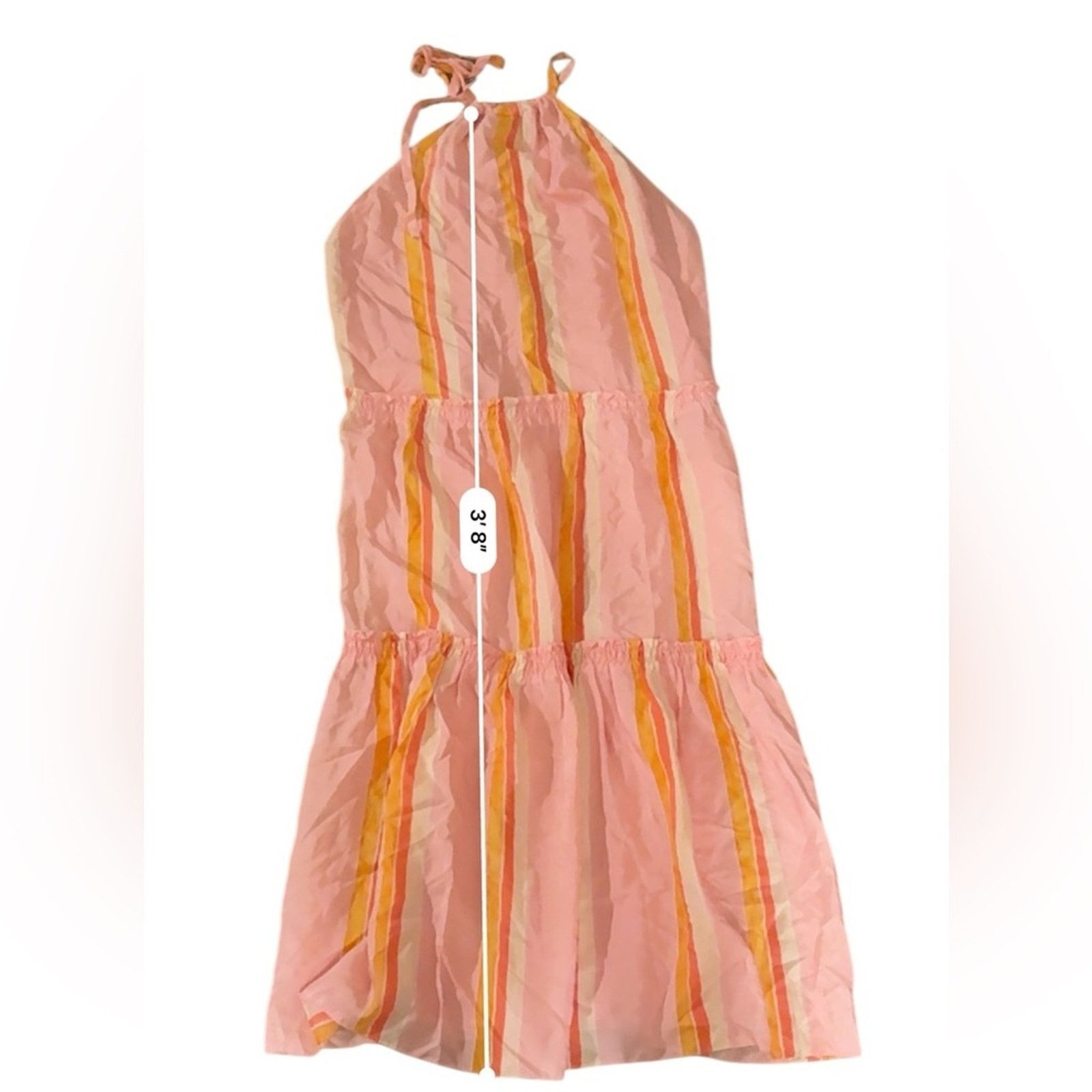 Club Monaco Club Monaco Amirra Silk Pink Multi Stripe Tiered Midi Dress Size M / US 6-8 / IT 42-44 - 13 Thumbnail