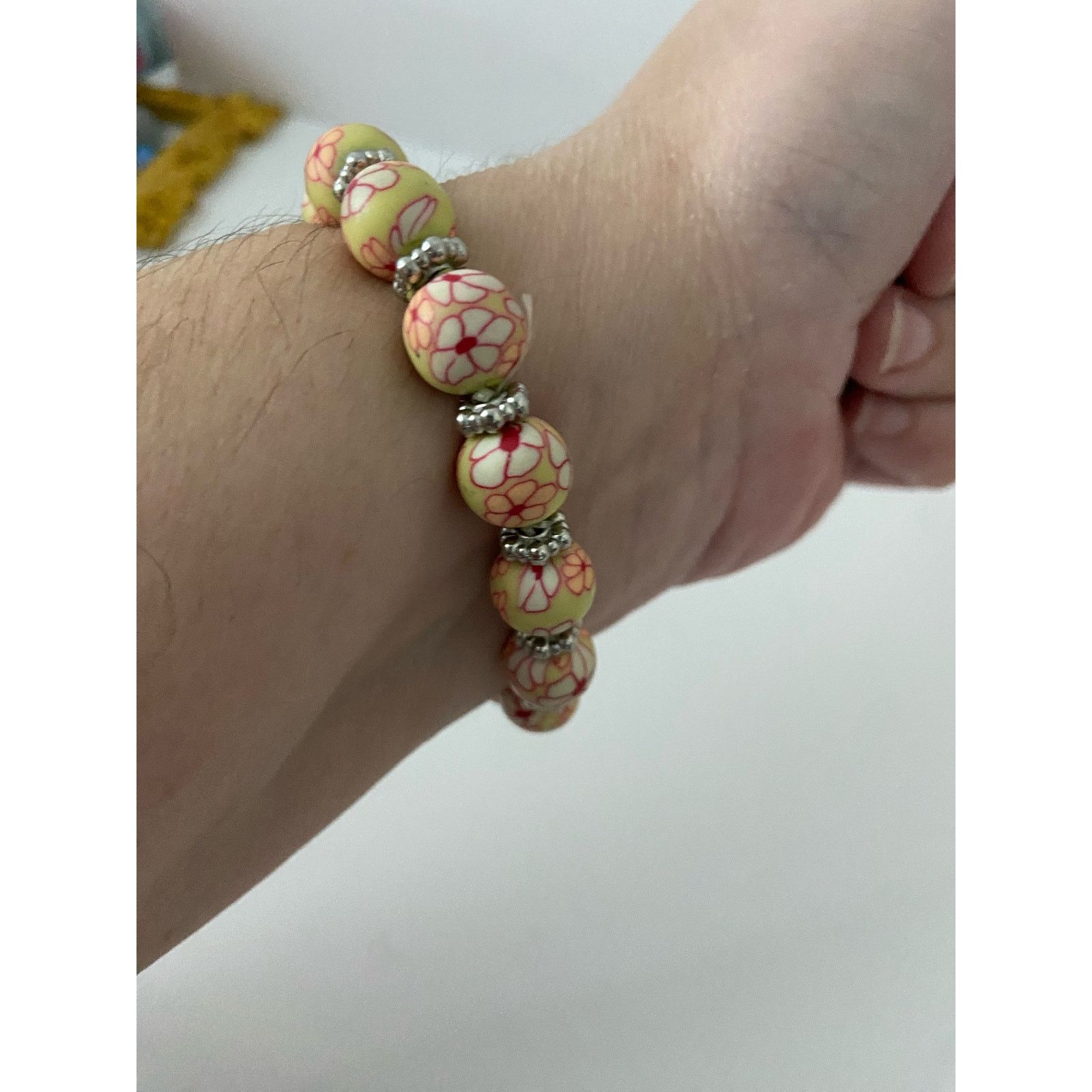 Handmade Handmade flower fimo clay bead bracelet Size ONE SIZE - 3 Thumbnail