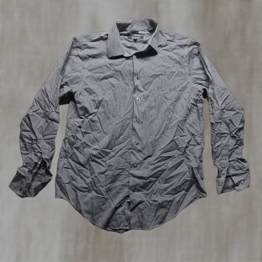 Kenneth Cole VINTAGE Kenneth Cole Reaction Men's Button Front Shirt Long Sleeve Check Gray 80s Casual Business Large Size US L / EU 52-54 / 3 - 1 Thumbnail