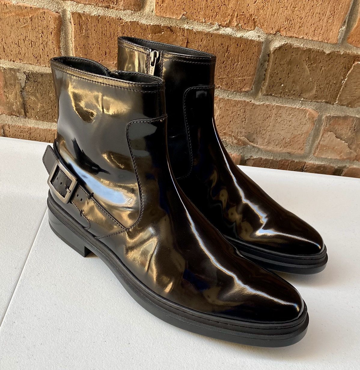 Tod's Tod’s 🇮🇹 blk naplak leather spencer motorcycle boots 11 NEW Size US 11 / EU 44 - 4 Thumbnail