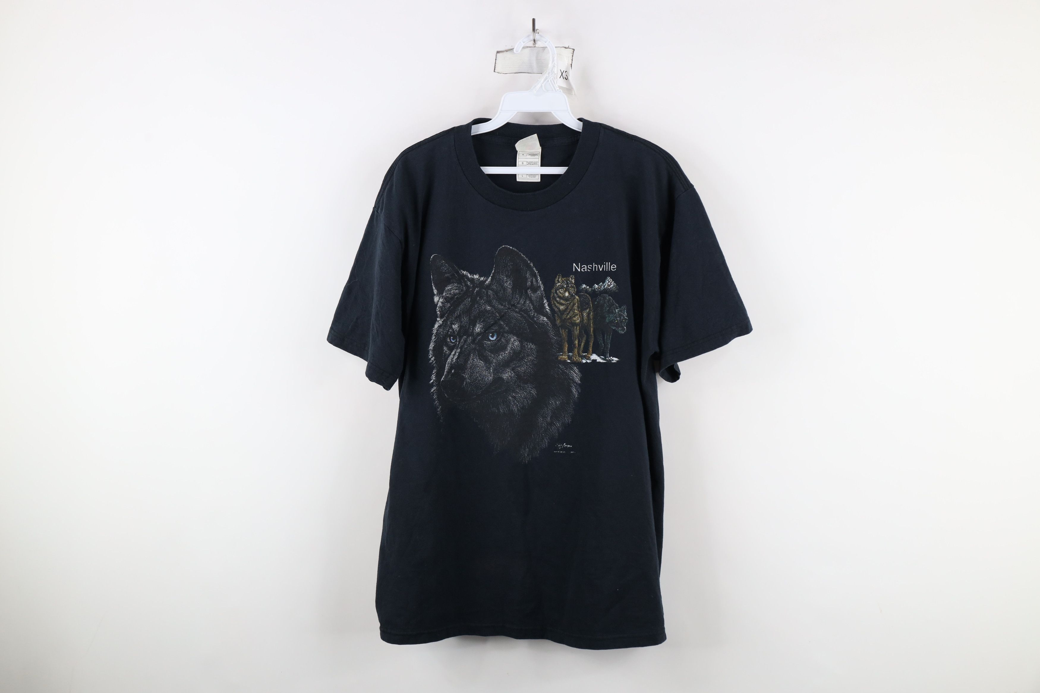 Vintage Vintage 90s Streetwear Out Nashville Wolf T-Shirt Black Size US L / EU 52-54 / 3 - 1 Thumbnail