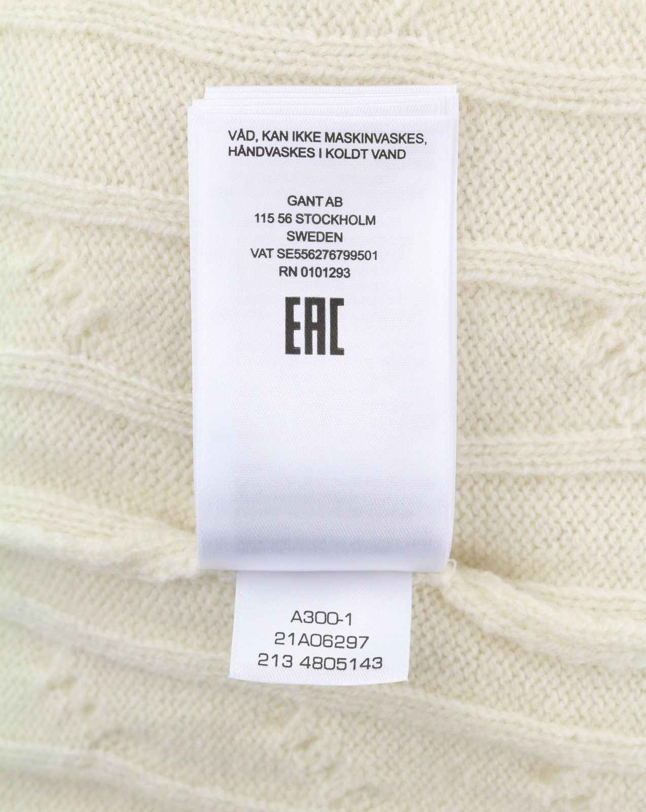 Gant LAMBSWOOL CABLE C-NECK L Cream Wool Blend Knit 88107 Size L / US 10 / IT 46 - 10 Thumbnail