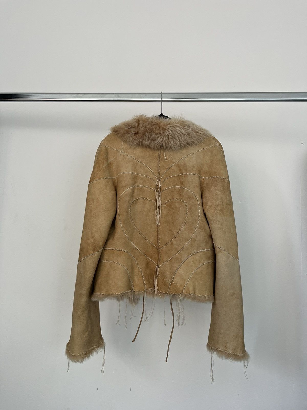 Roberto Cavalli Roberto Cavalli F/W2003 Beige Heart Leather Fur Lace Jacket Size US S / EU 44-46 / 1 - 6 Thumbnail