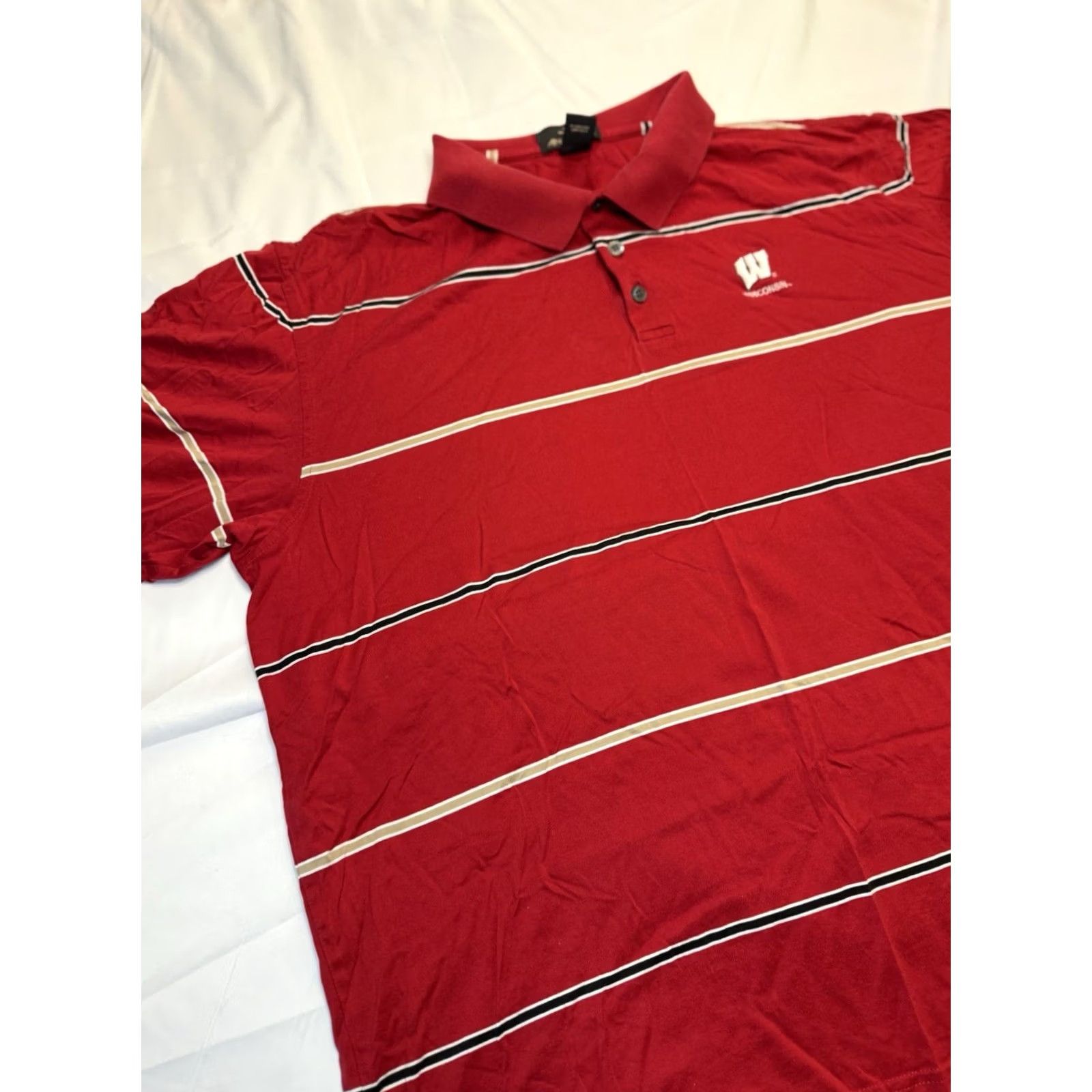 NCAA University Of Wisconsin Badgers Antigua NCAA Polo Shirt Red Cotton Mens XXL Size US XXL / EU 58 / 5 - 3 Thumbnail